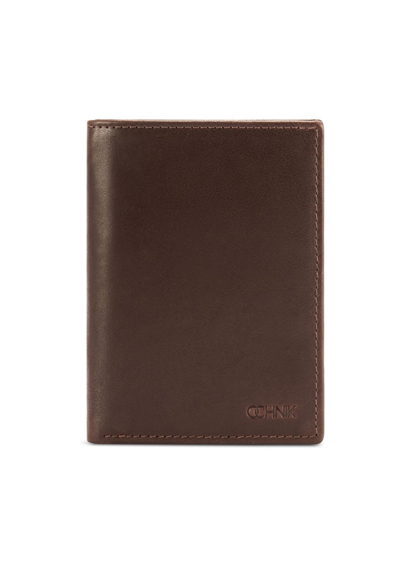 Men's brown leather wallet PORMS-0672-1H(Z26), front view of the product on a white background.
