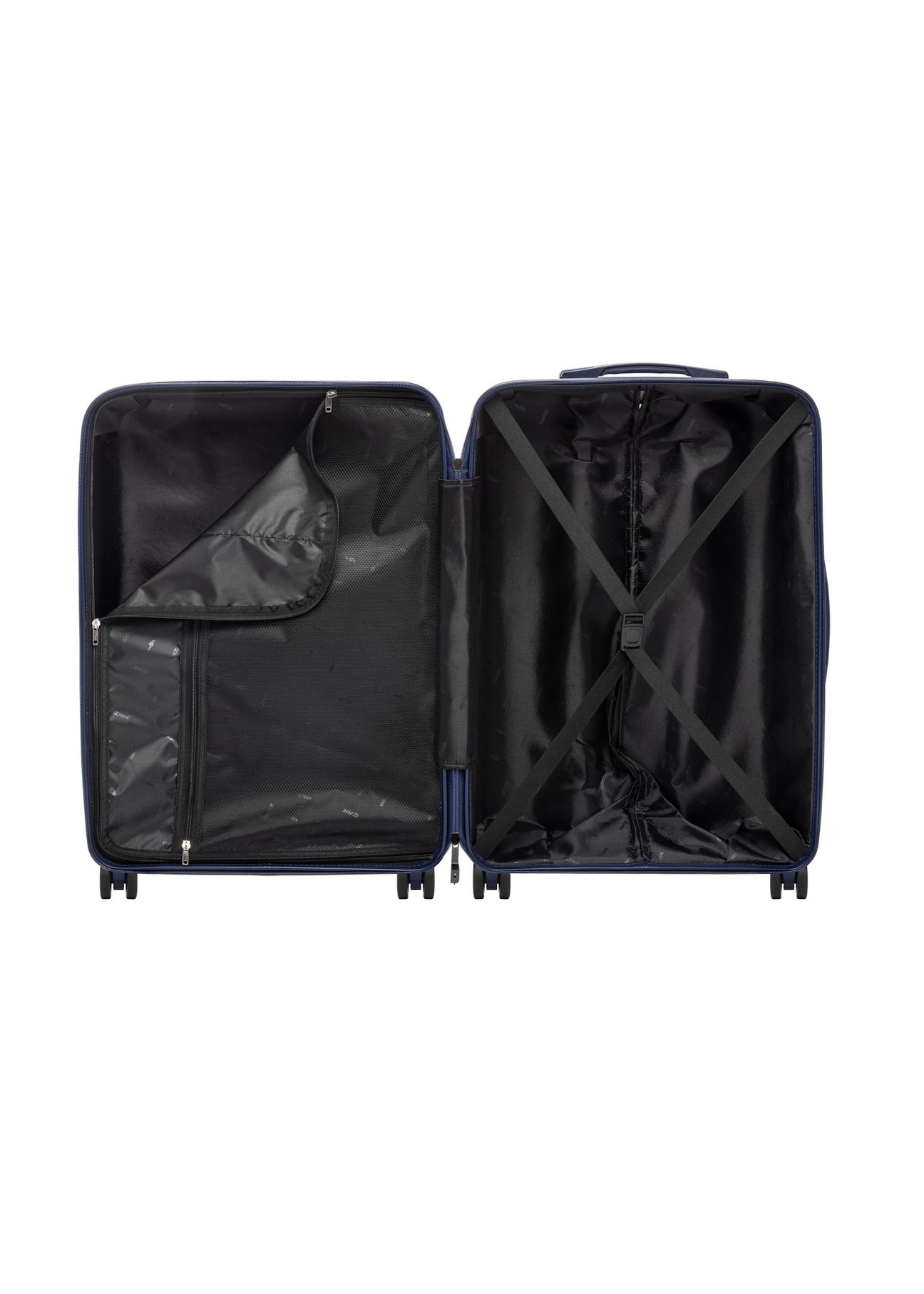 Set of 19"/24"/28" trolley suitcases WALPP-0026-7D(W26), product view inside on white background.