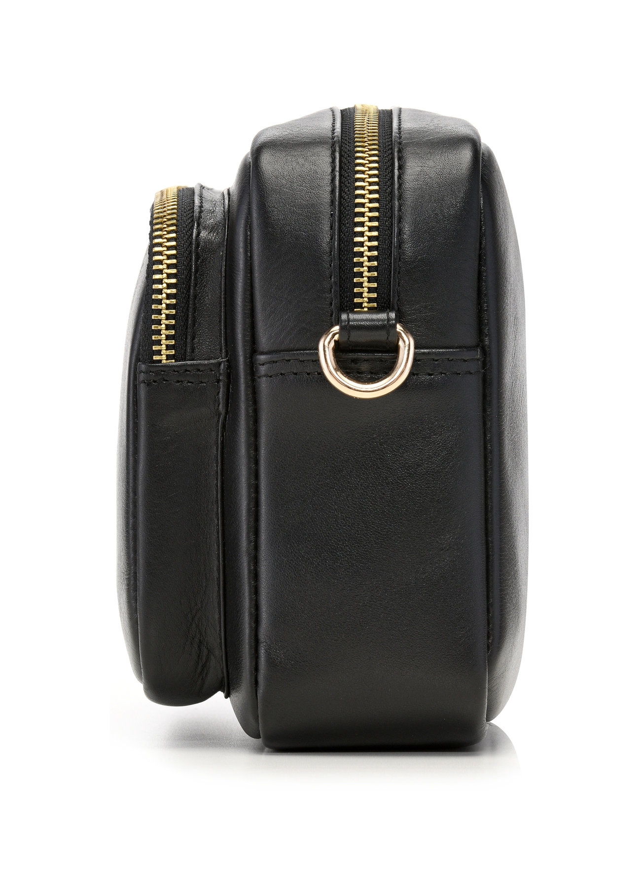 Black leather women's shoulder bag TORES-1331-99(Z26), side product view on white background.