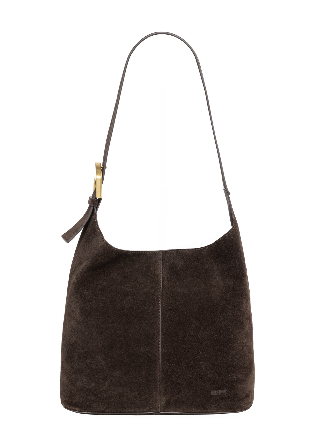 Brown suede women's handbag TORES-1421-1I(Z26), front product view on white background.