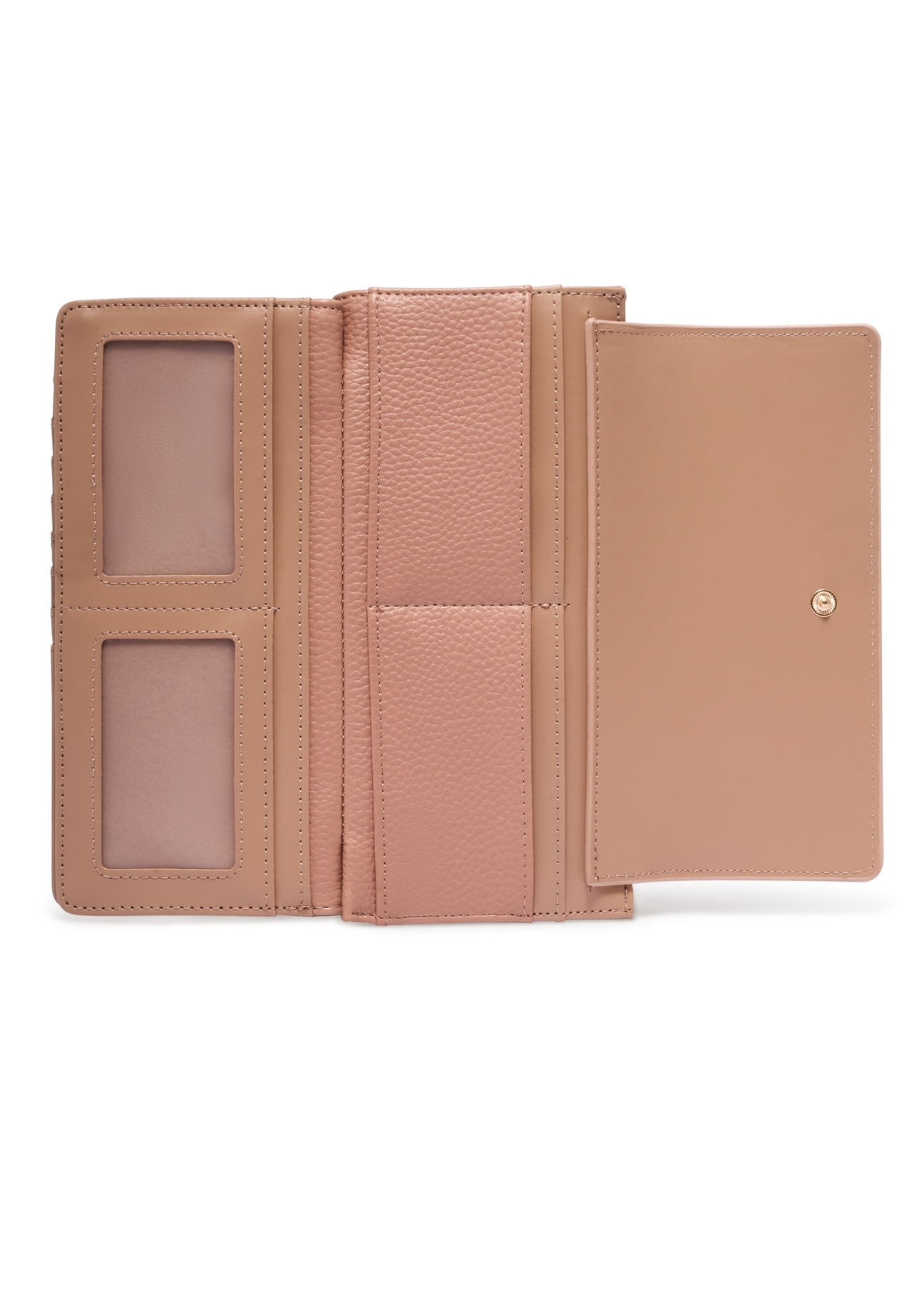 Large beige women's wallet with logo POREC-0343A-1B(Z26), product views inside on a light background.