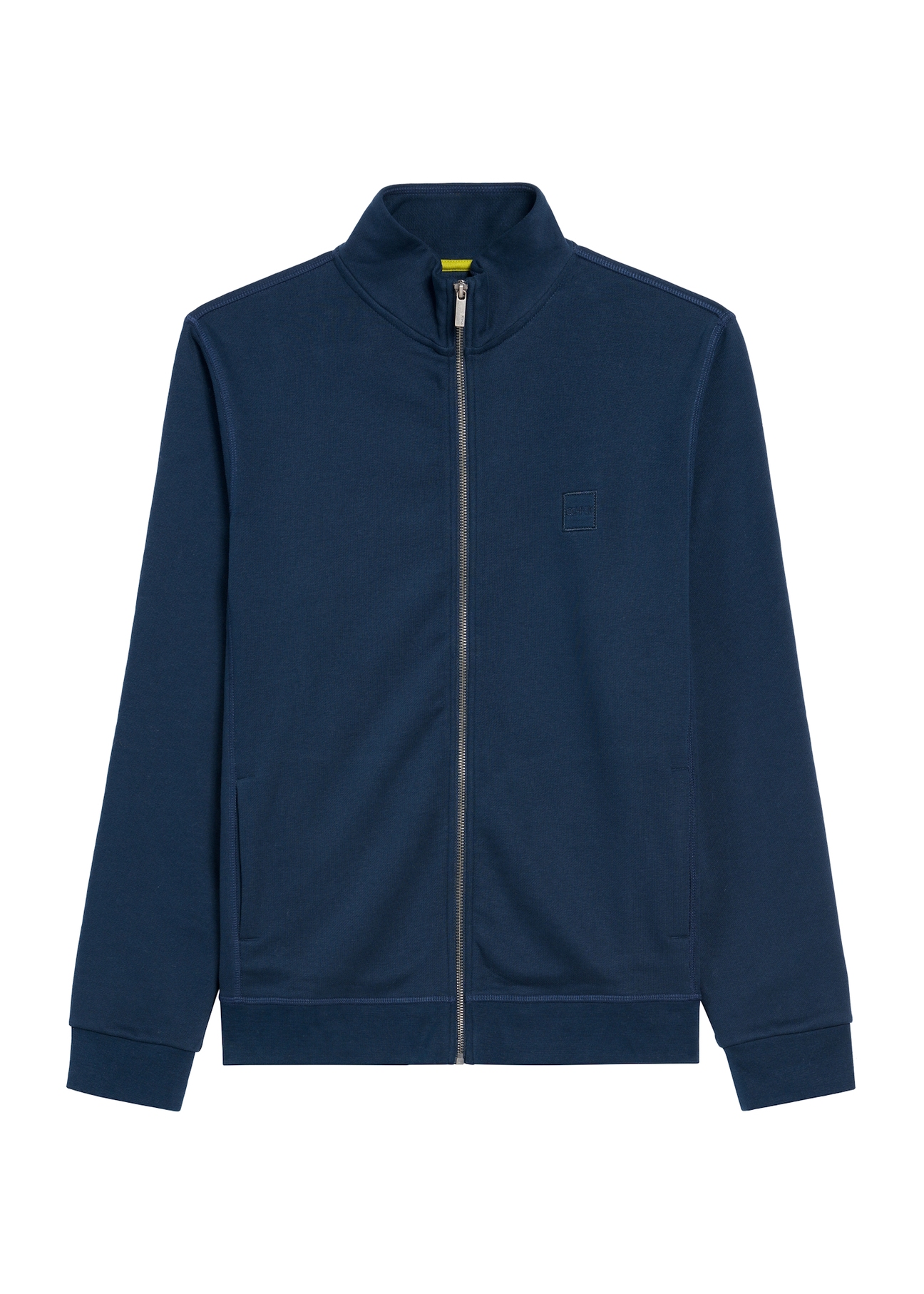 Men's cotton navy blue sweatshirt without hood BLZMT-0061-69(W25), product view from the front on a white background.