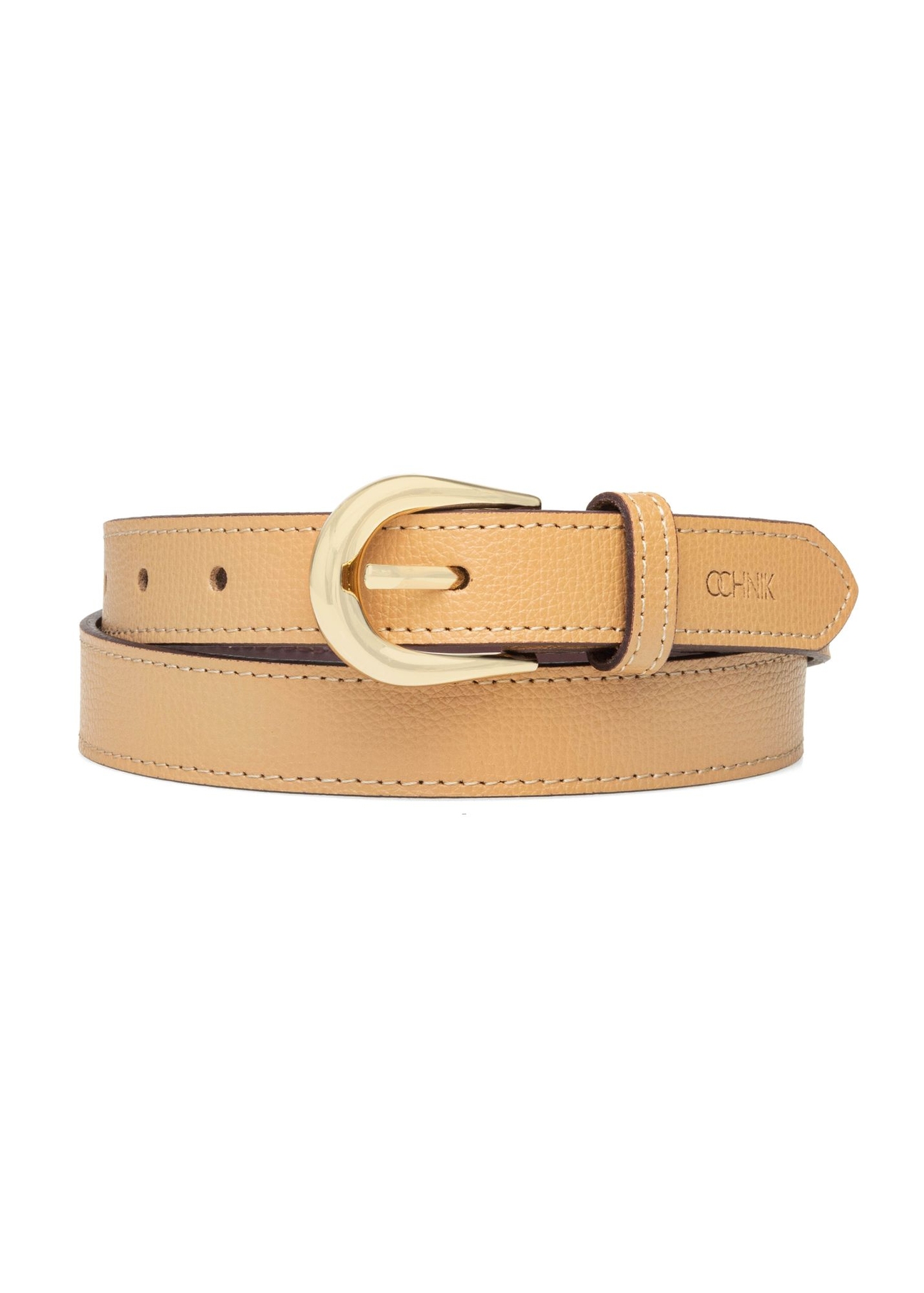 Dark beige leather women's belt PASDS-0303-1C(W26)