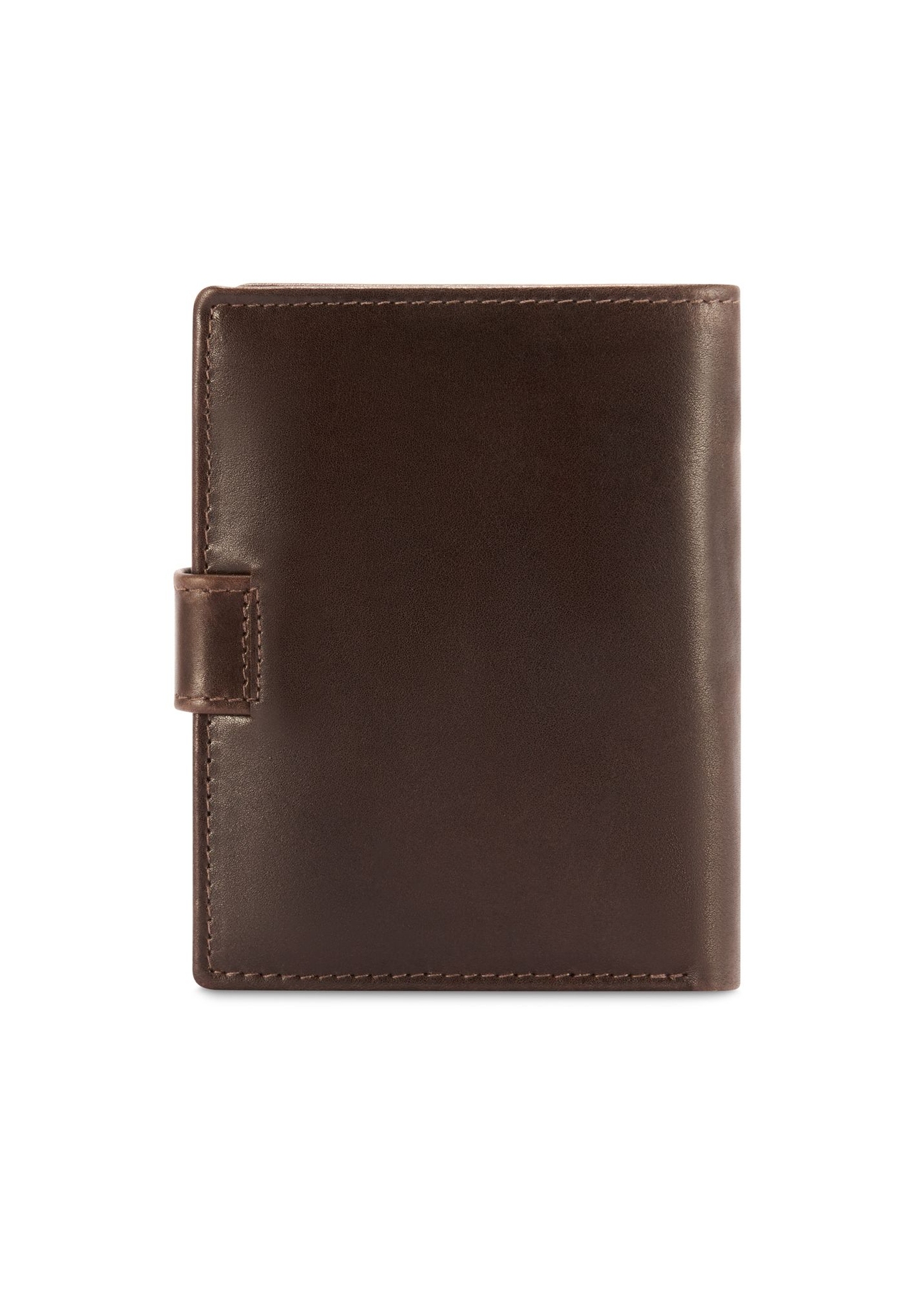 Medium brown men's wallet made of genuine leather PORMS-0670-1H(Z26), product view from the back on a white background.