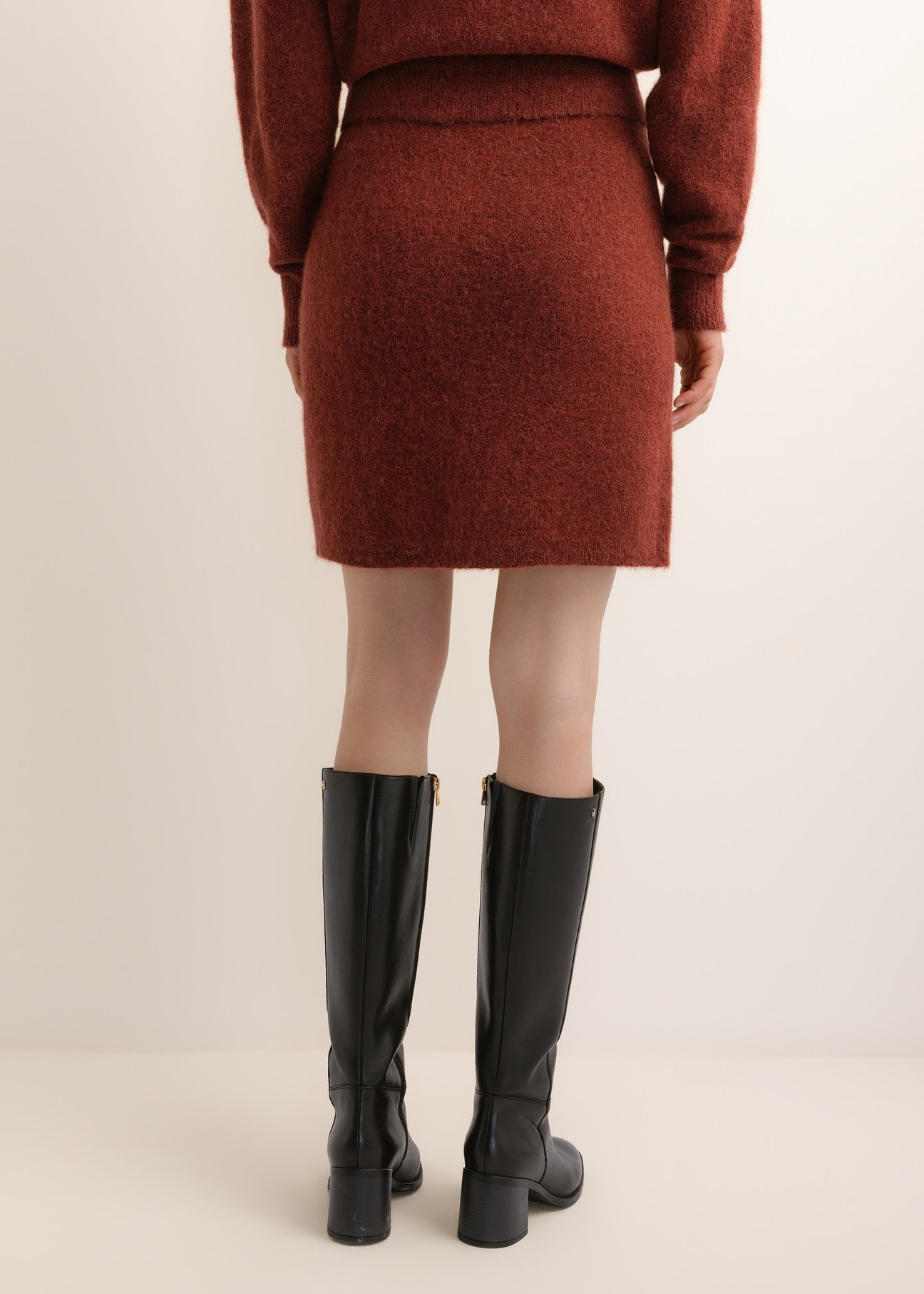 Red Alpaca Wool Pencil Skirt SPCDT-0139-3D(Z26)
