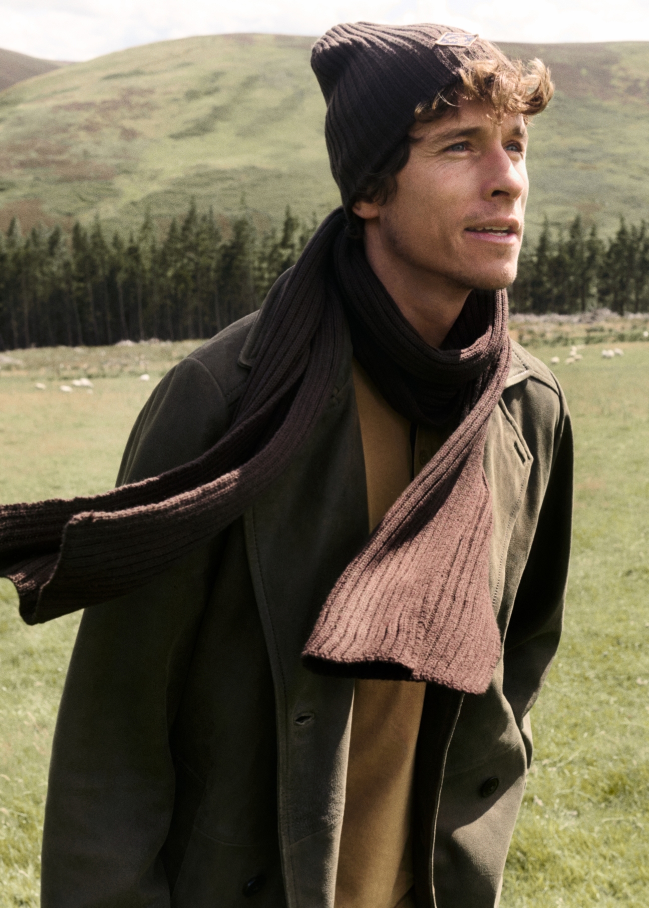 Brown men's winter scarf SZAMT-0016-1I(Z26)
