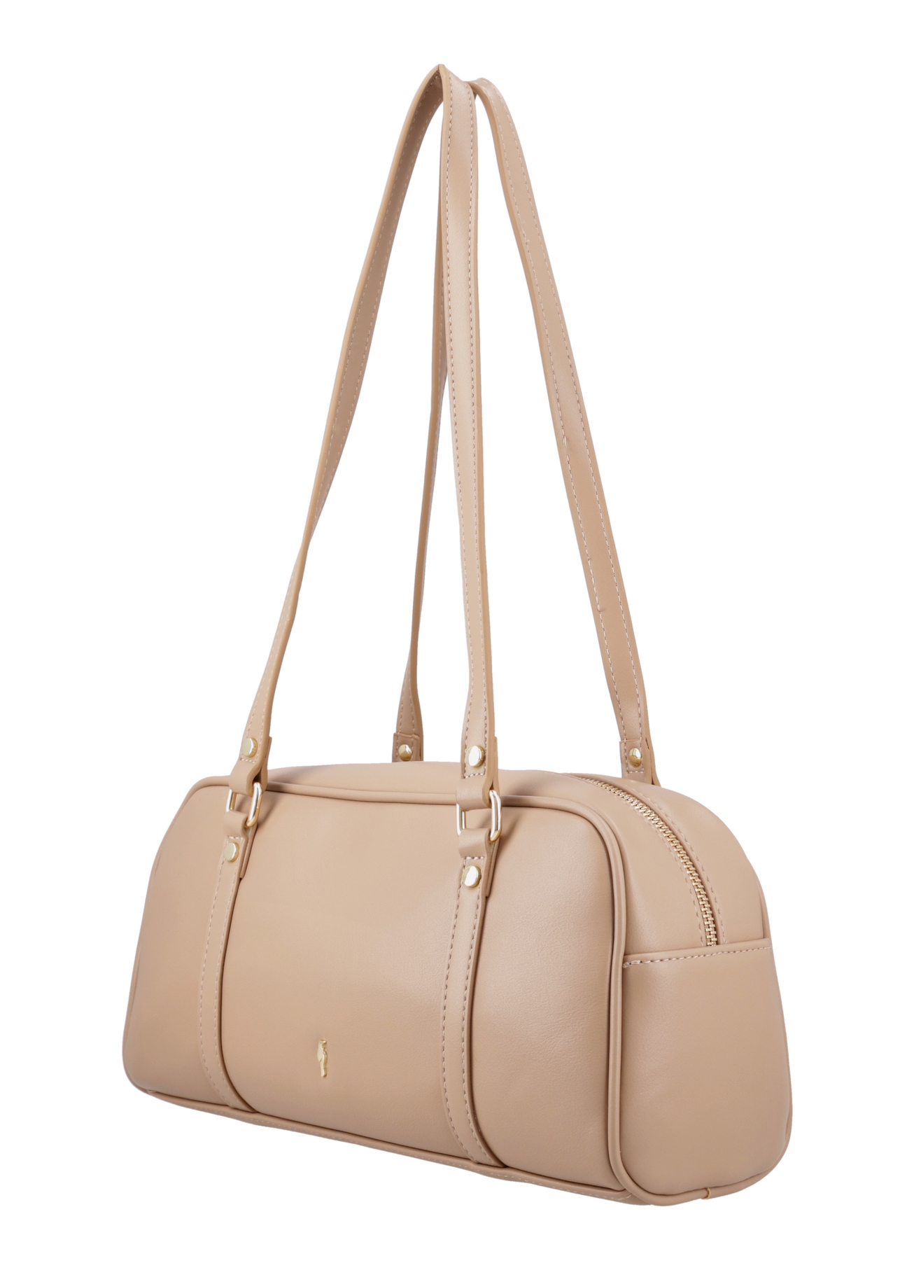 Dark beige shoulder bag TOREC-1233-1K(Z26), diagonal product view on white background.