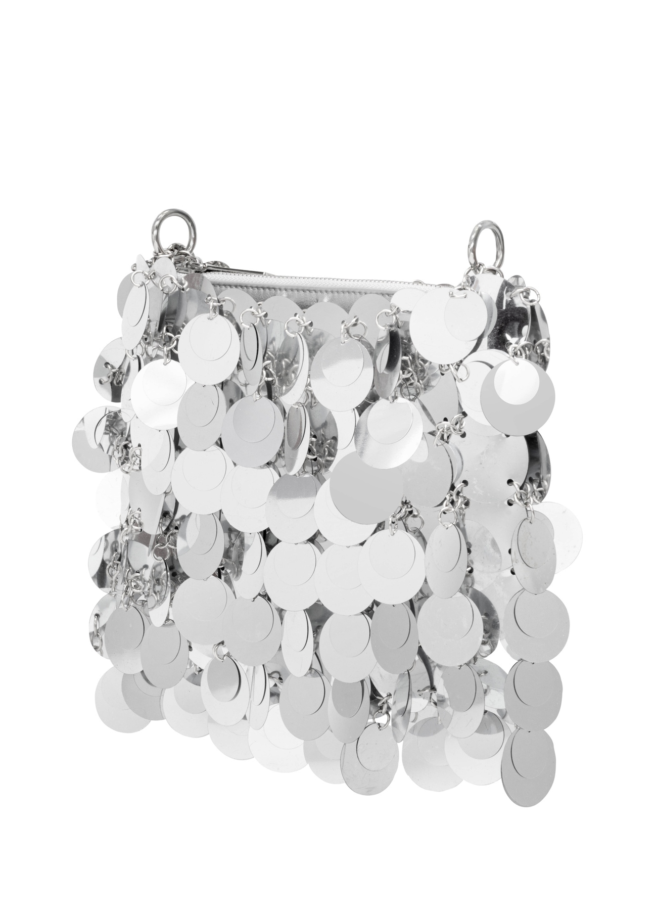 Silver women's handbag with sequins TOREC-1085-91(Z25), diagonal product view on a white background.