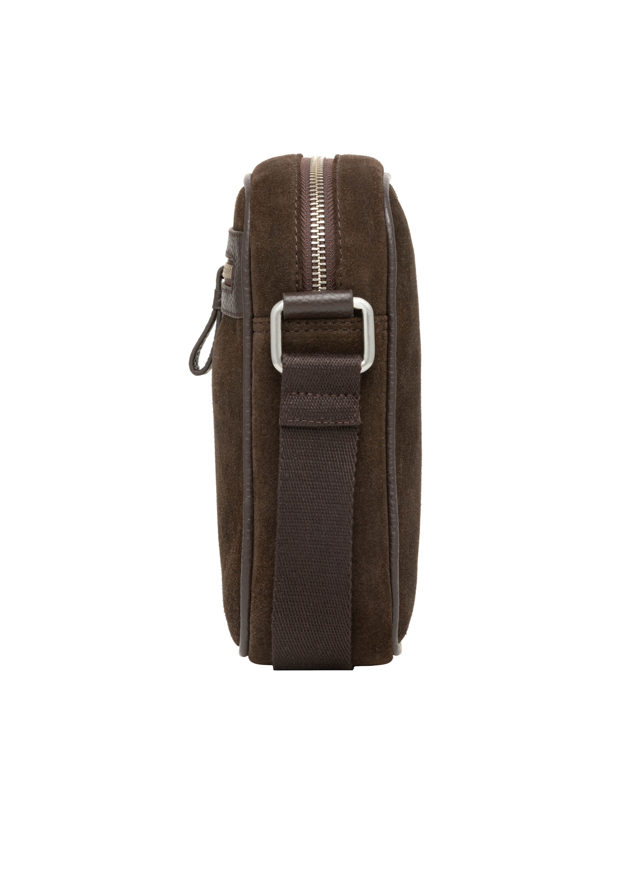 Men's leather bag in dark brown color TORMS-0541-1I(Z26), side view of the product on a light background.