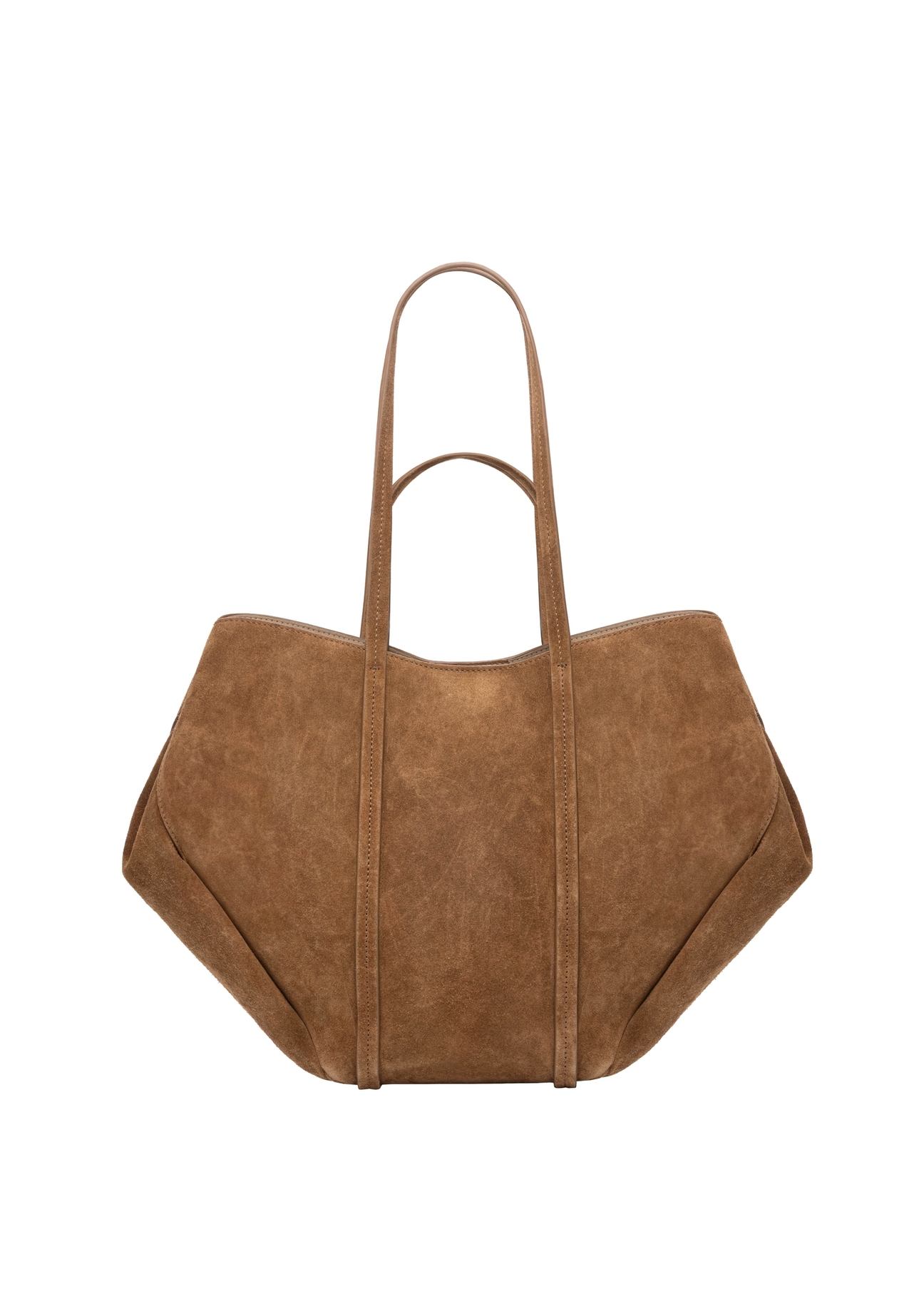 Brown suede women's handbag TORES-1305-1D(W26), product view from the back on a white background.