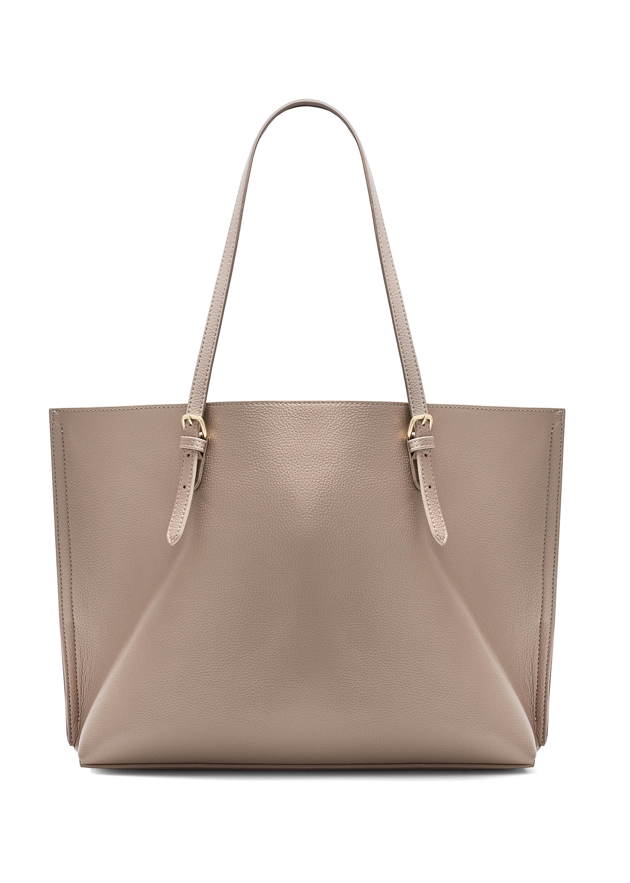 Beige large shopper bag TOREC-1088-81(Z25), product view from the back on a white background.