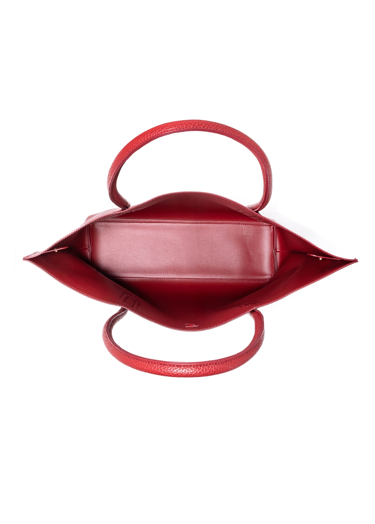 Red women's shopper bag TOREC-0938 B-41(Z 25), product view from above on a white background.