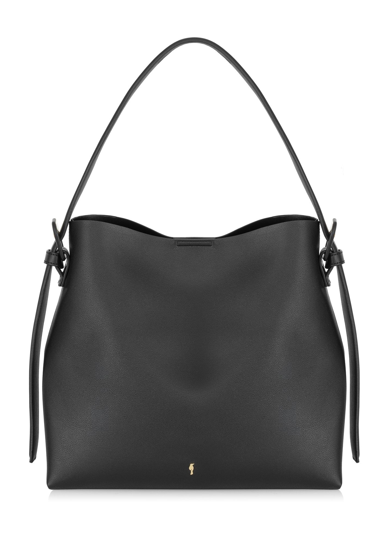 Black imitation leather shopper bag TOREC-0903-99(W24)-01