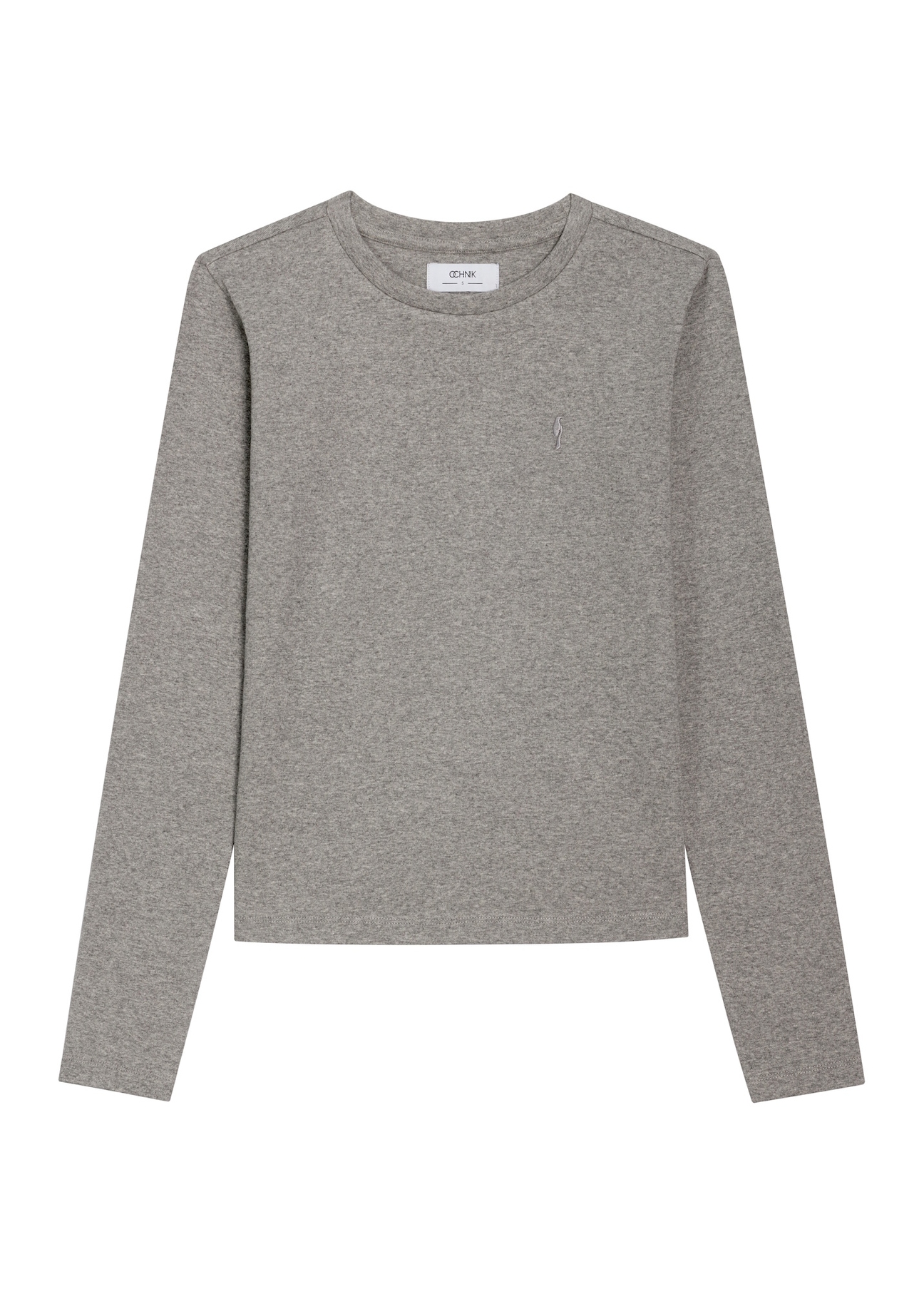 Grey women's cotton long-sleeve top LSLDT-0061-9B(Z26), front view on a white background.