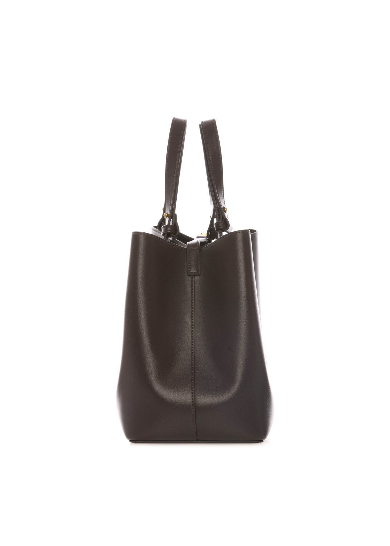 Brown women's shopper bag TOREC-1240-1H(W26), side view of the product on a white background.