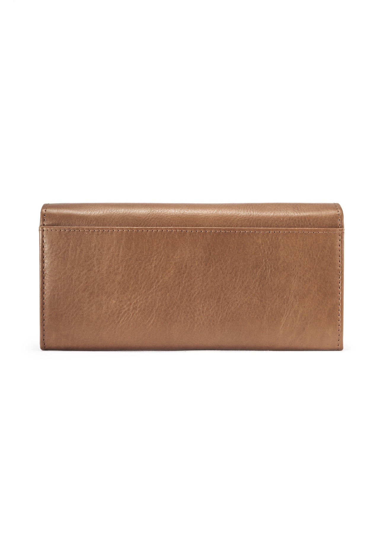 Large brown leather women's wallet PORES-0962-89(W25), back view of the product on a white background.