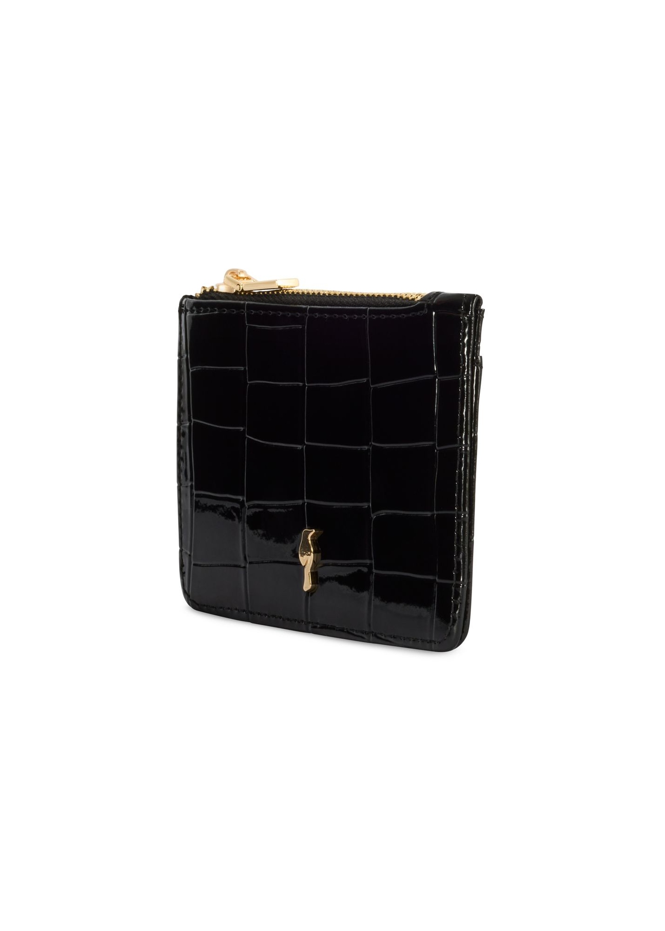 Small black women's wallet POREC-0425-99(Z25) - diagonal view of the product on a white background.