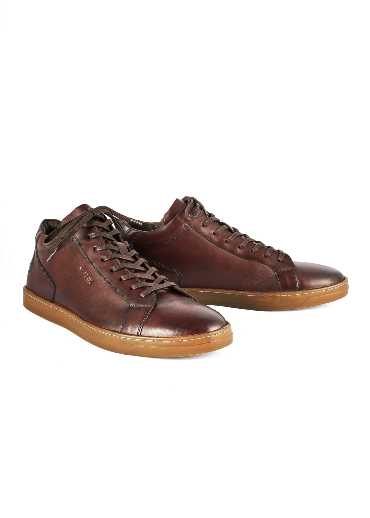 Brown leather men's sneakers BUTYM-0405B-89(Z25)