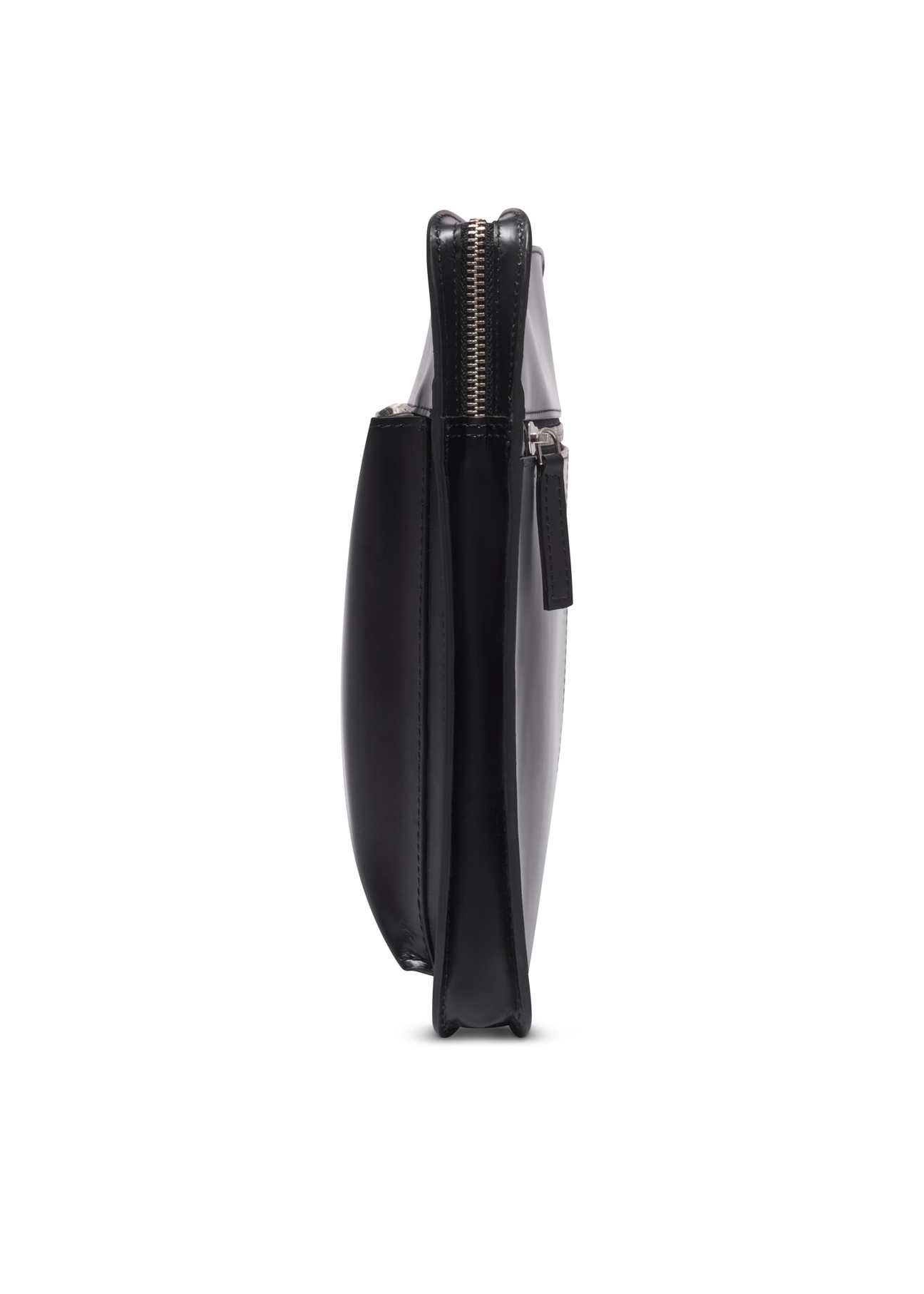 Black leather men's briefcase TORMS-0532-99(Z26), side view of the product on a white background.