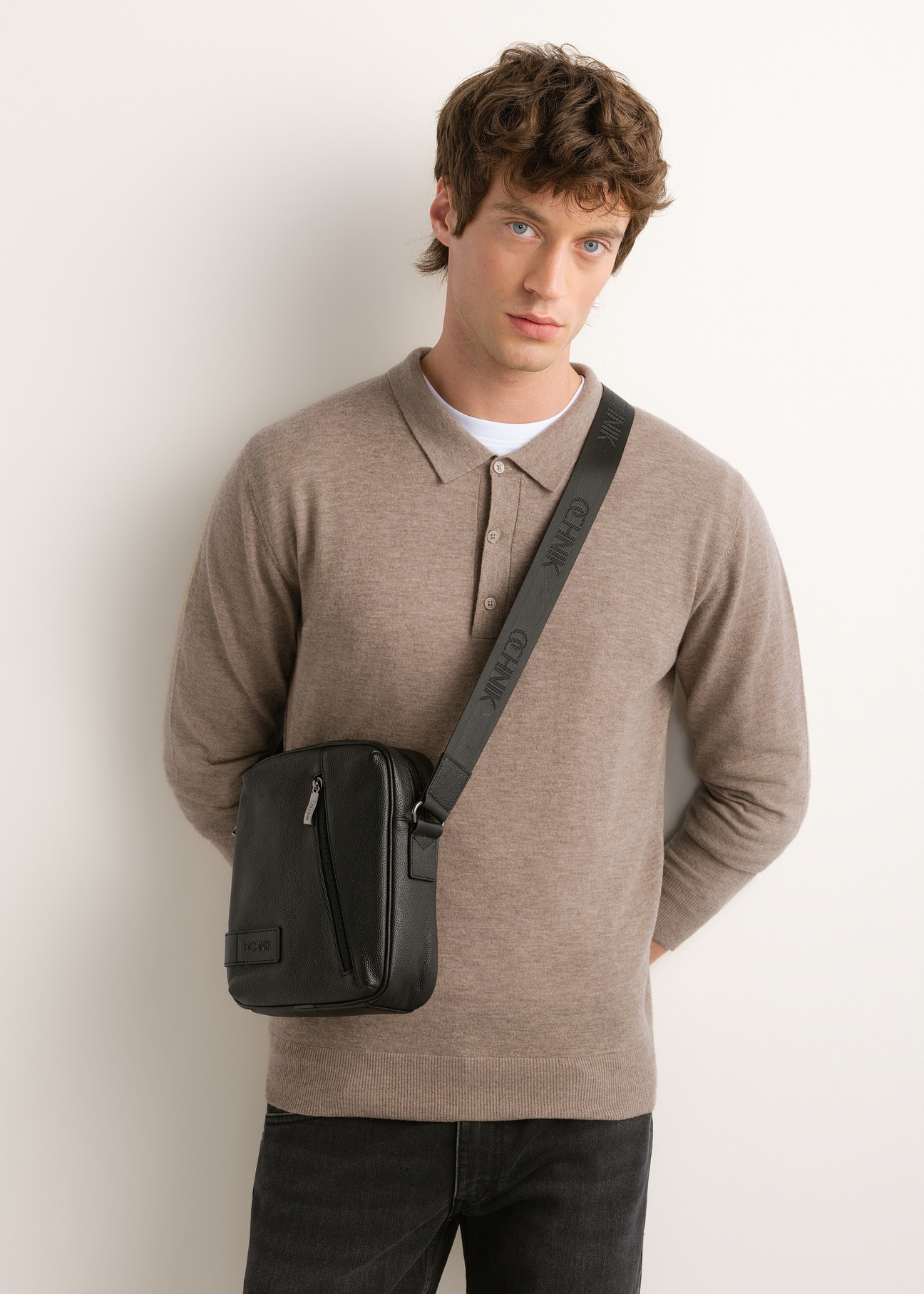 Black leather men's bag TORMS-0251B-99(Z26)