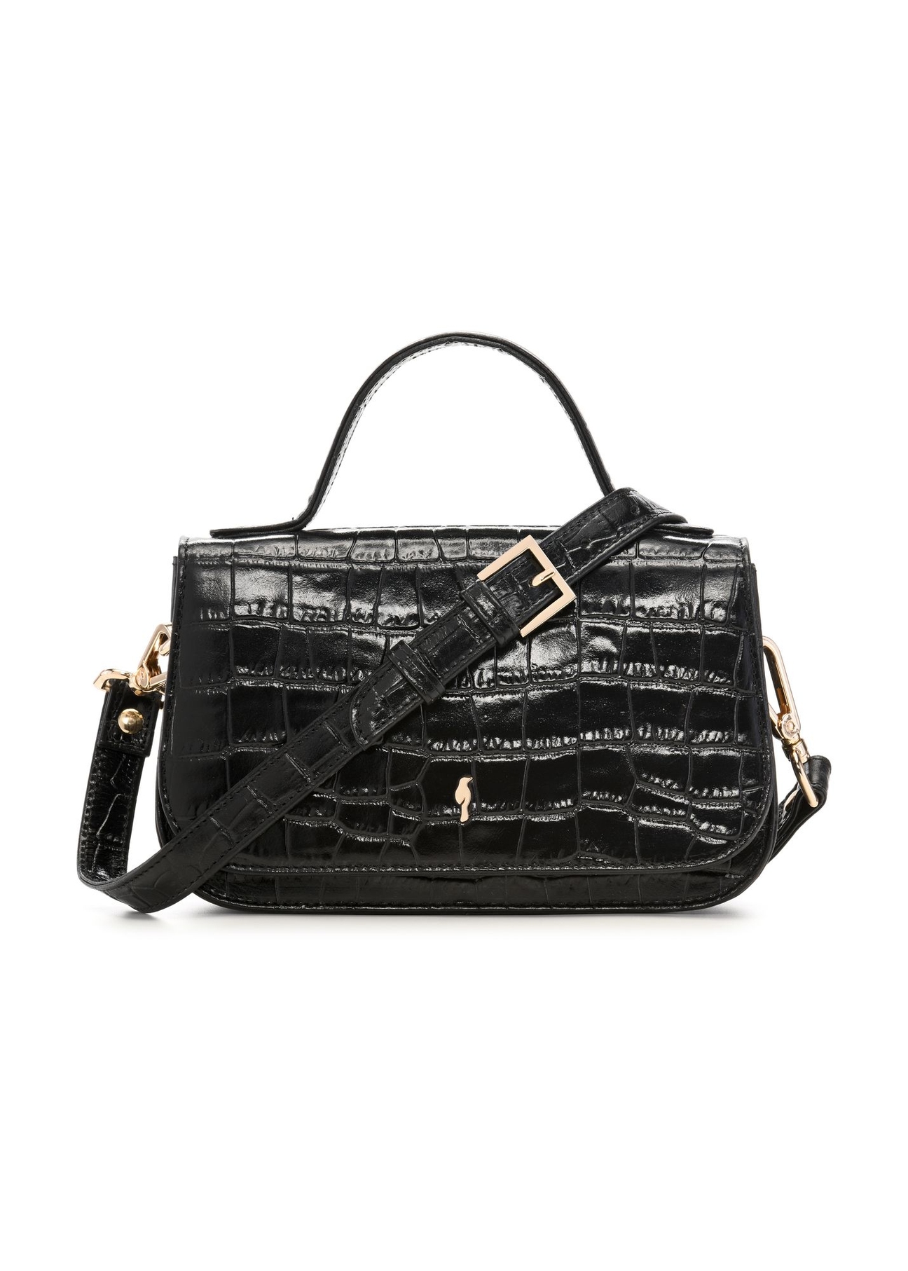 Small croco women's messenger bag TORES-1327-9G(Z26) - front product view, on white background.
