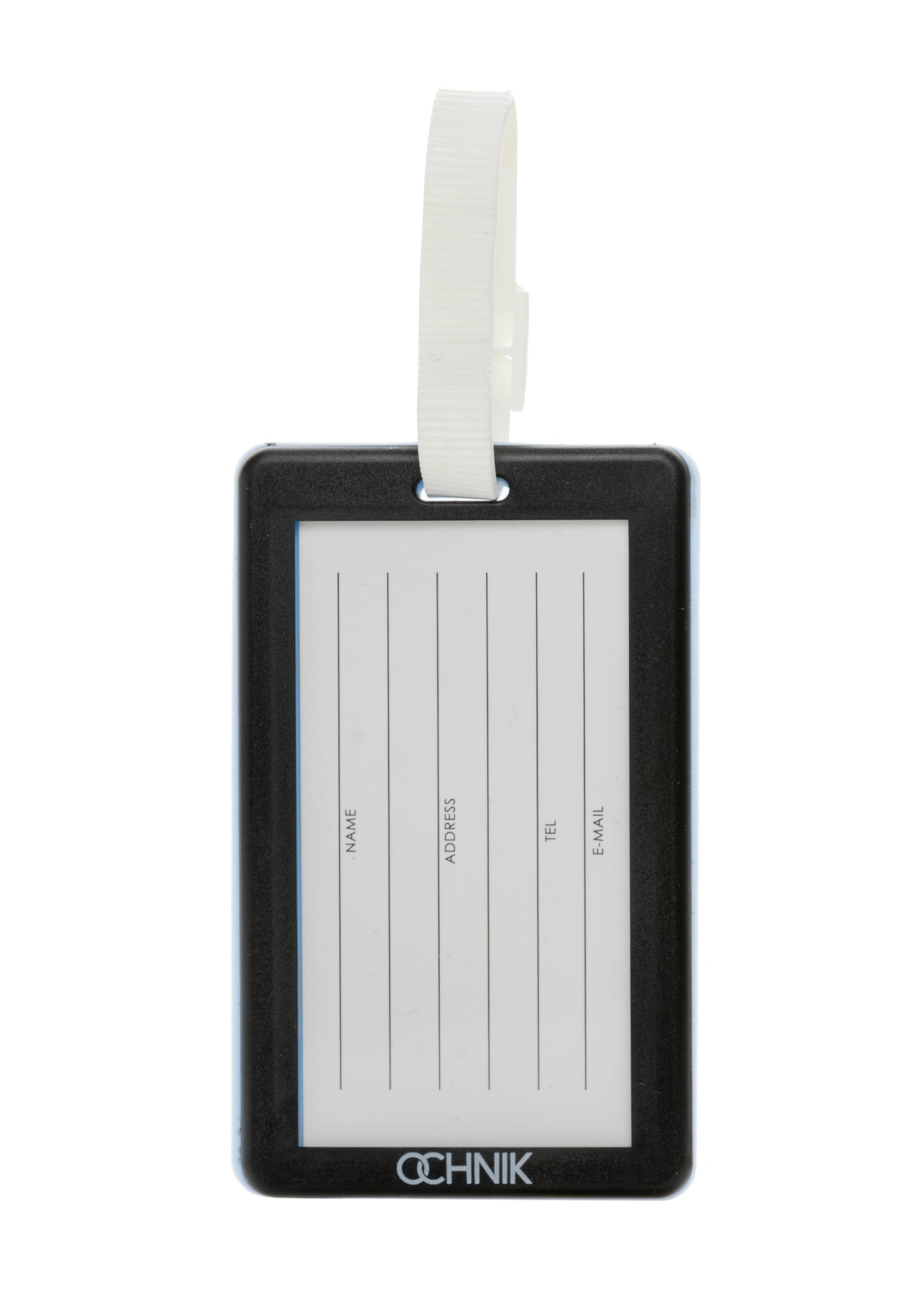 Luggage tag AW-012-0007-7P(W26), product back view on white background.