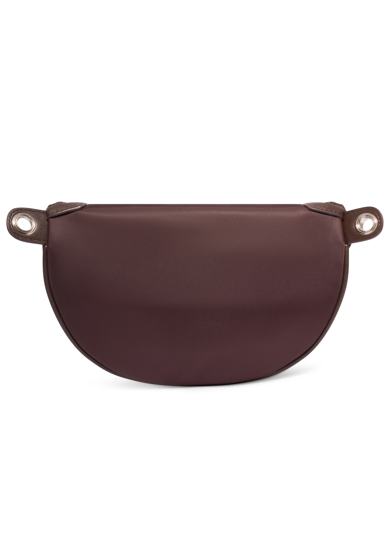 Dark brown fabric women's waist bag TOREN-0356-1I(Z26), rear view on a white background.