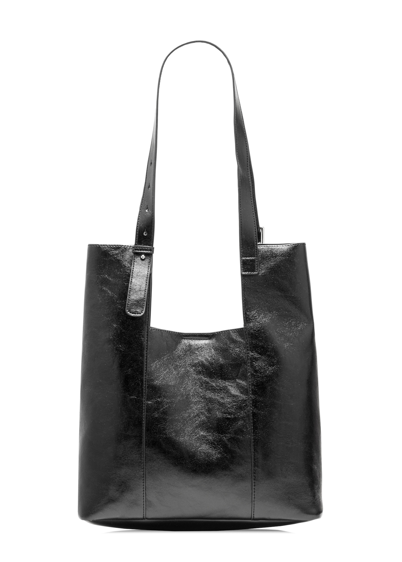 Black women's shopper bag TOREC-1086-99(Z25), product view from the back on a white background.