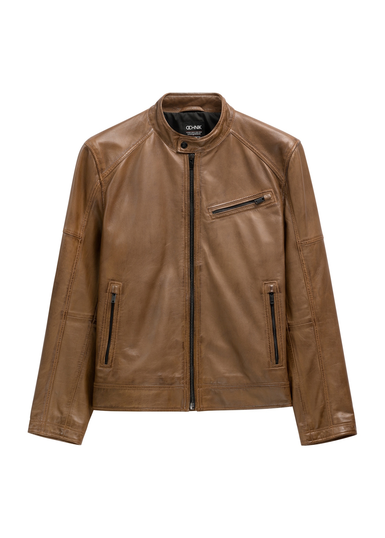Brown men's leather jacket KURMS-0400-1H(W26)