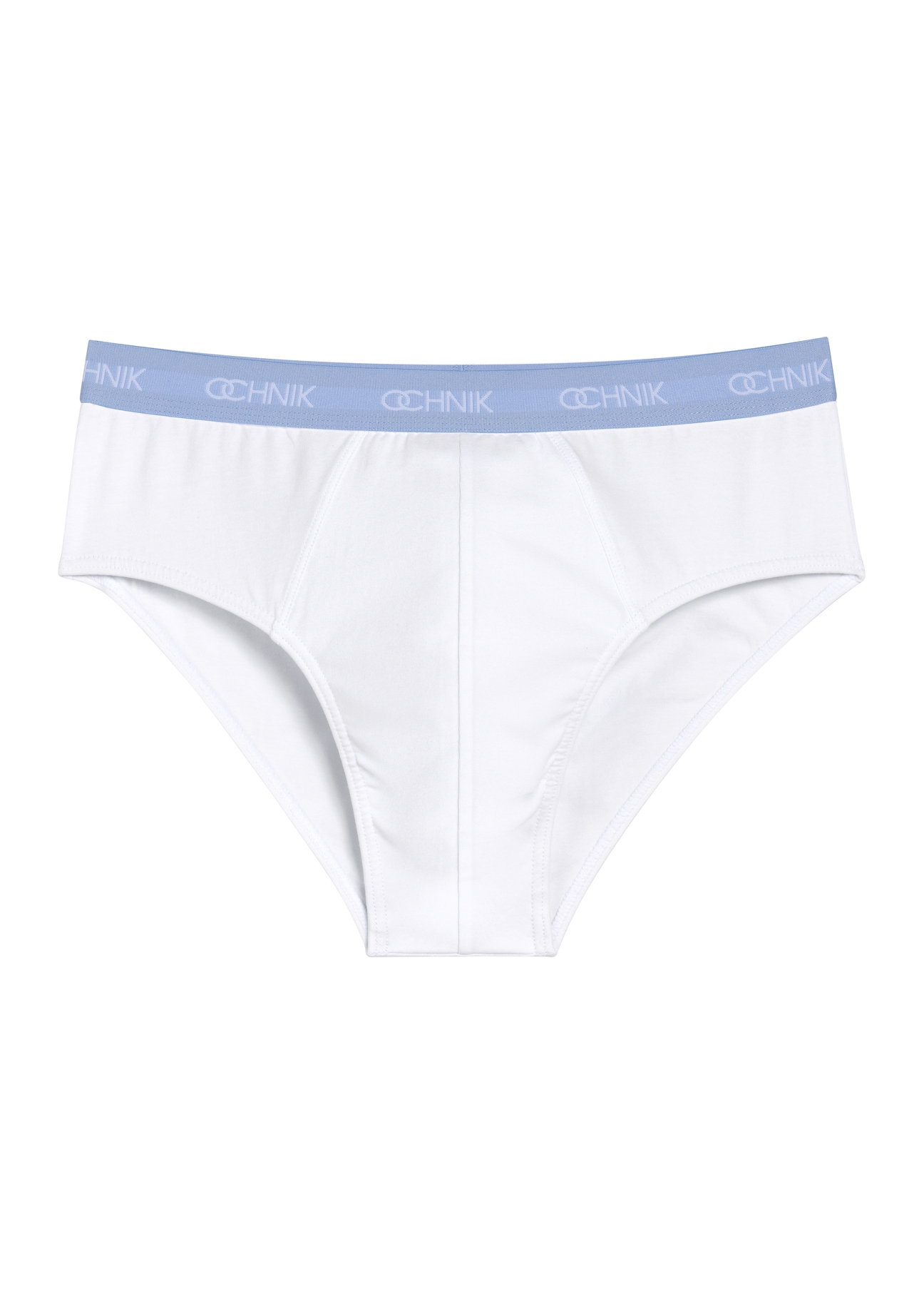 Three-pack of colorful men's briefs ZESMS-0002-00(W26), front view of the second pair of the product on a white background.
