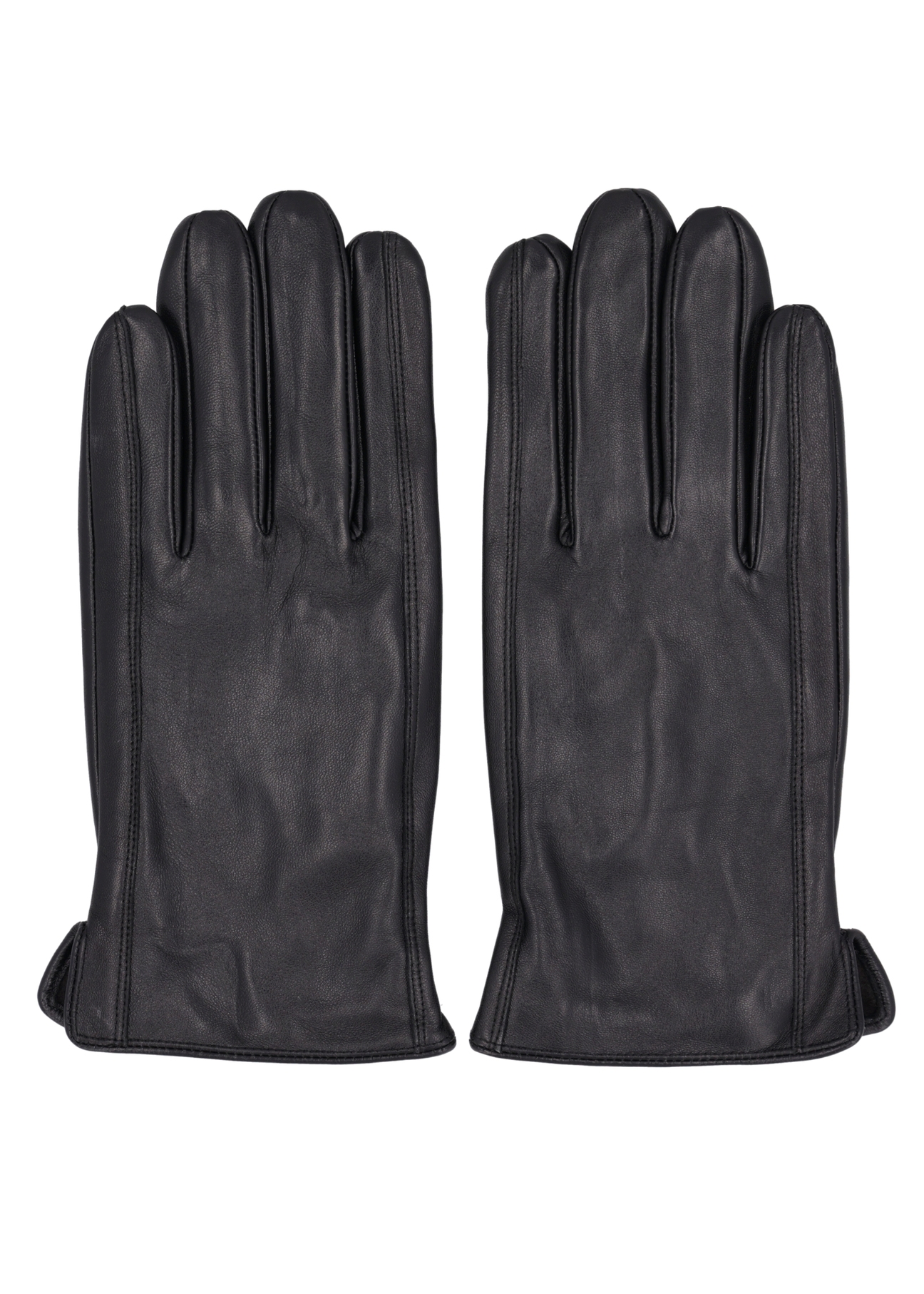 Black men's leather gloves REKMS-0089-99(Z26), front product view on white background.