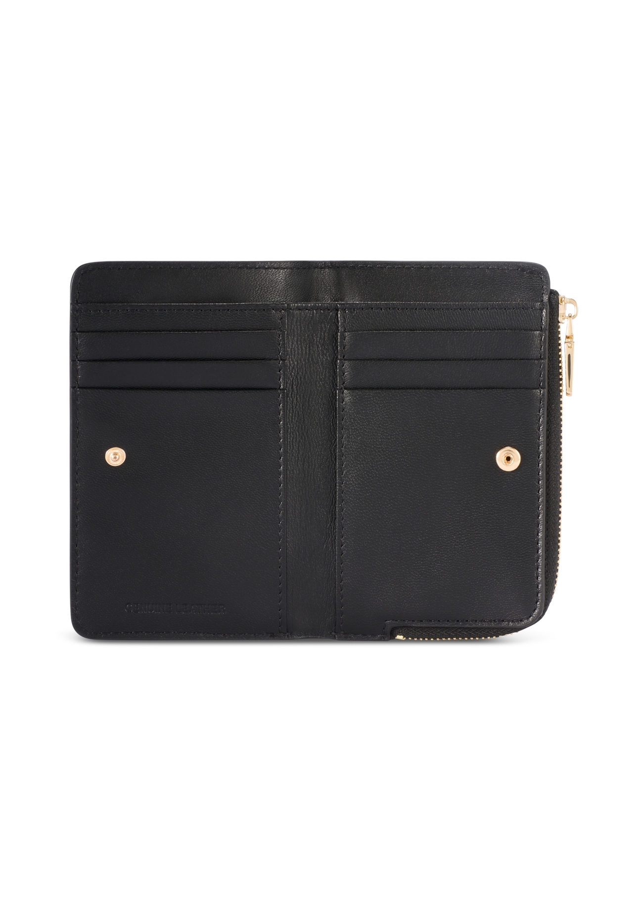 Women's leather wallet in black color PORES-0977R-9I(W26), product view inside on white background.