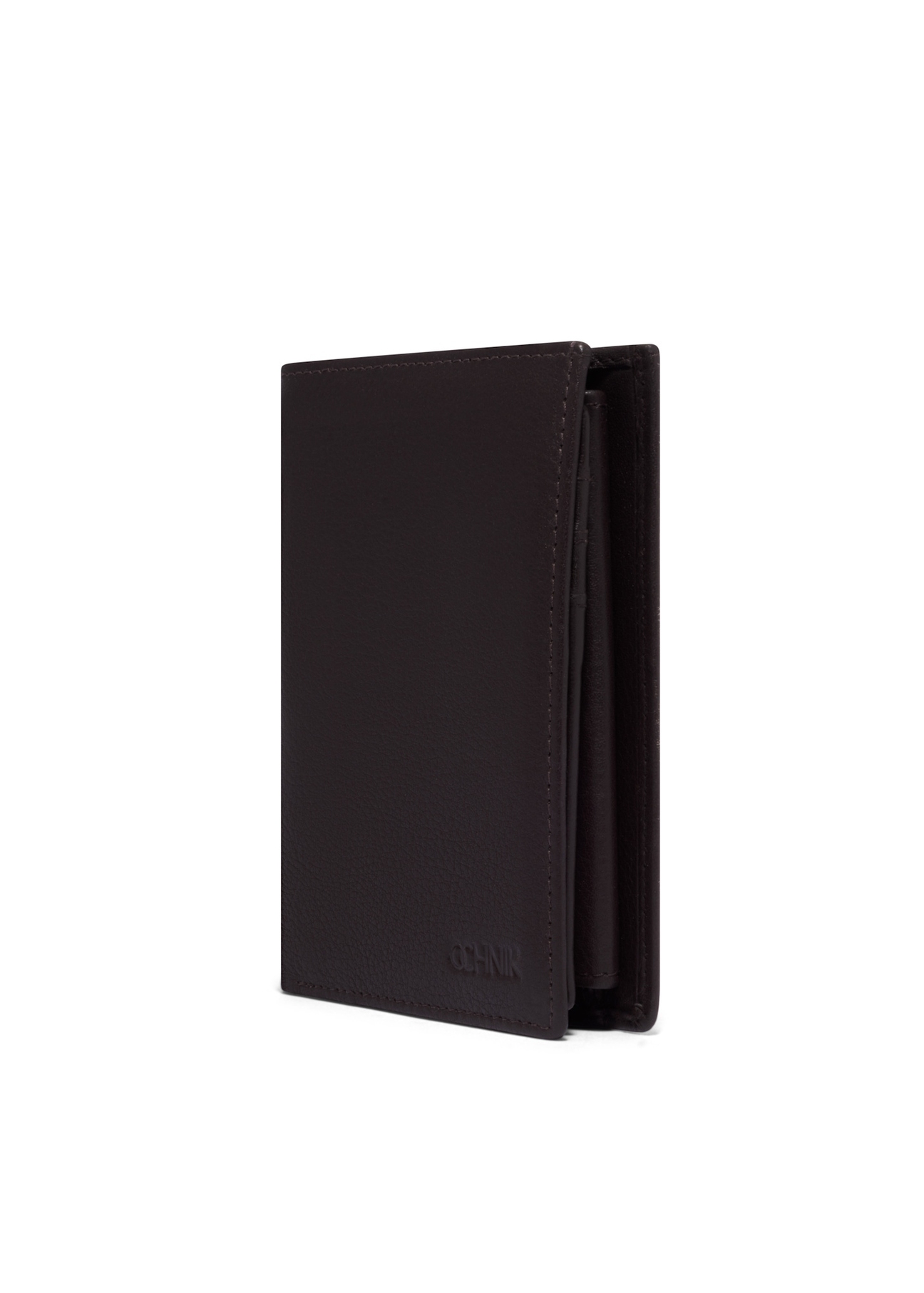 Men's brown leather wallet PORMS-0711-1H(Z26), diagonal product view on white background.