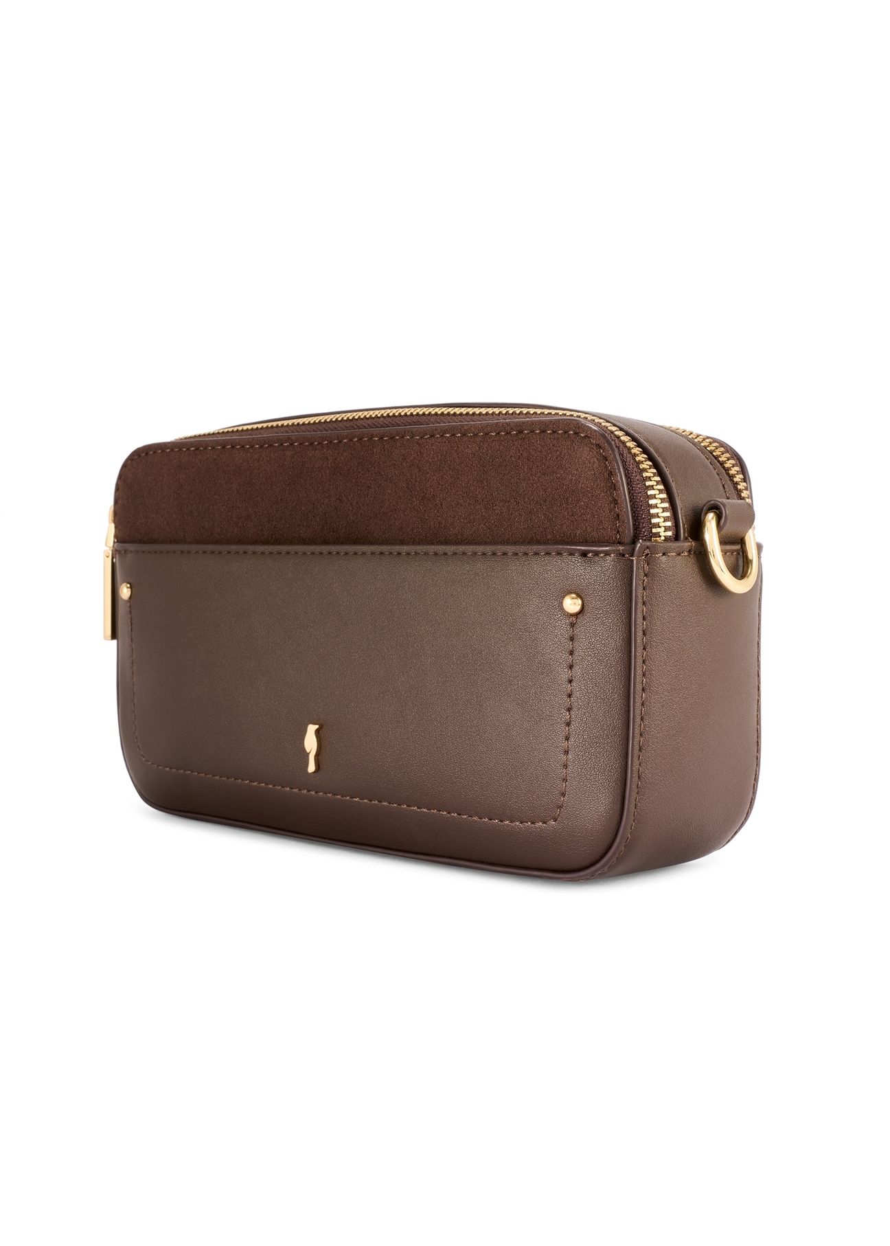 Small brown women's handbag TOREC-1173-1I(W26), diagonal product view on a white background.