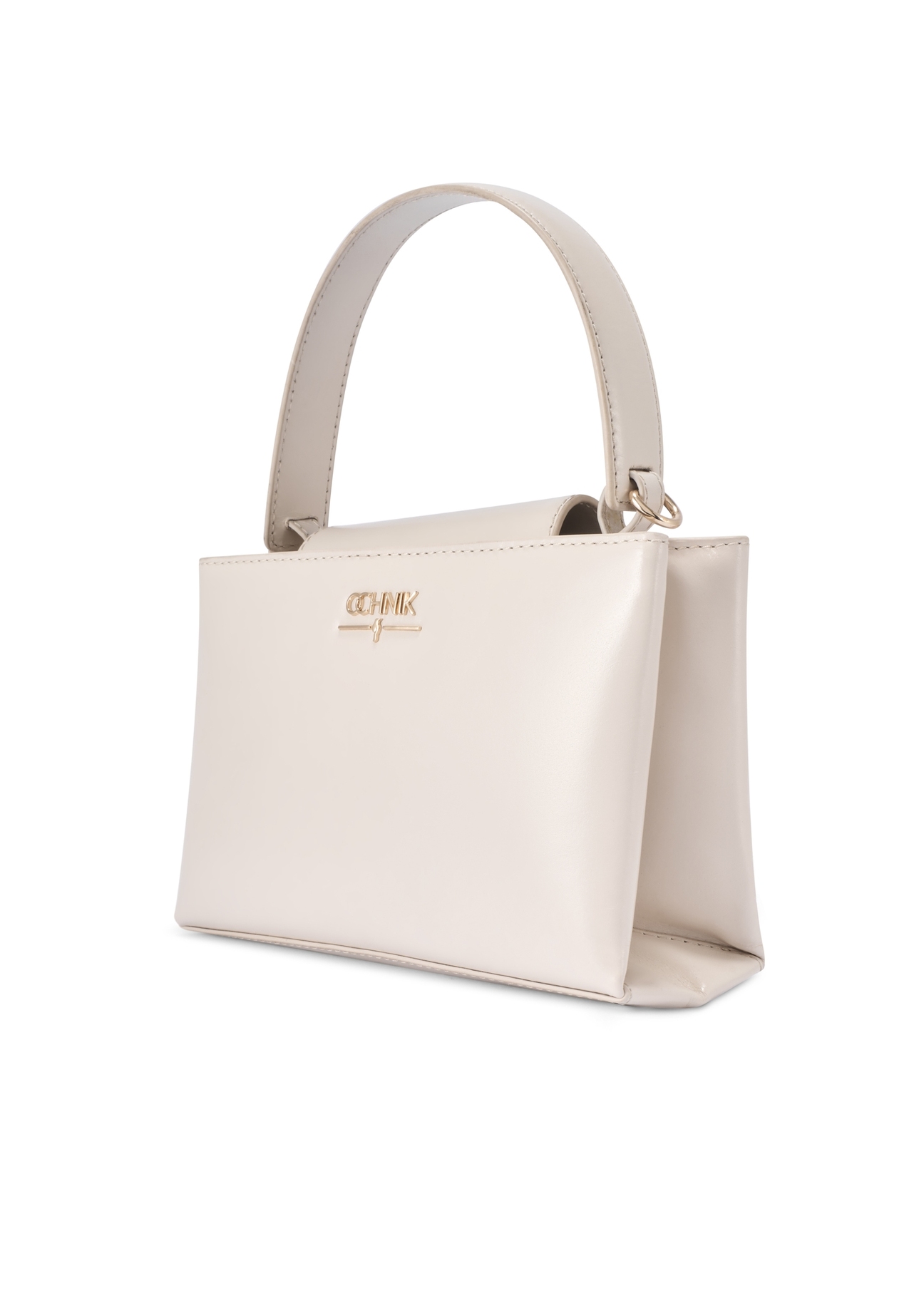 Cream leather trunk bag TORES-1270-0B(W26), diagonal product view on a white background.