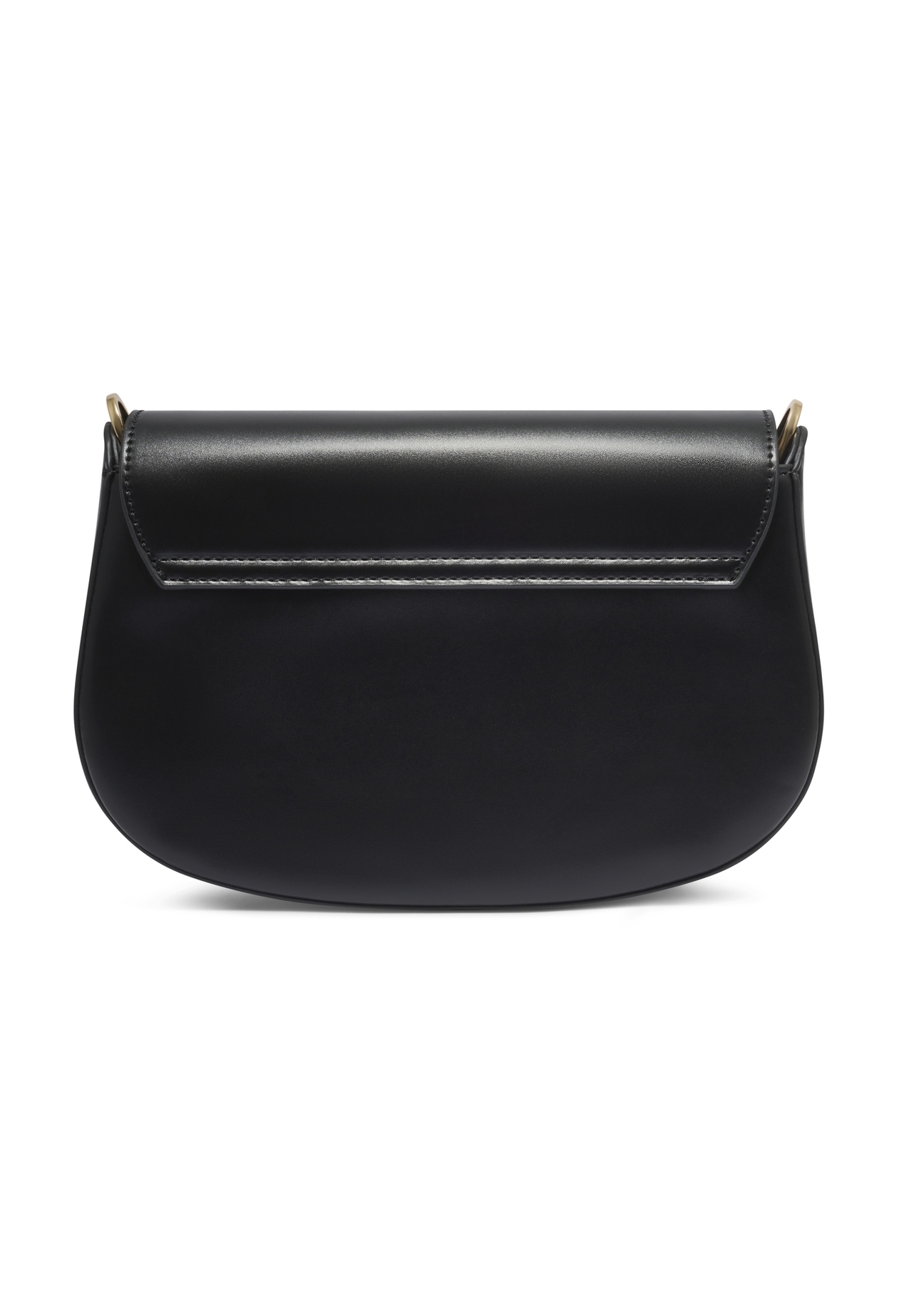 Black women's handbag with stitching TOREC-1380-99(Z26), product view from the back on a white background.