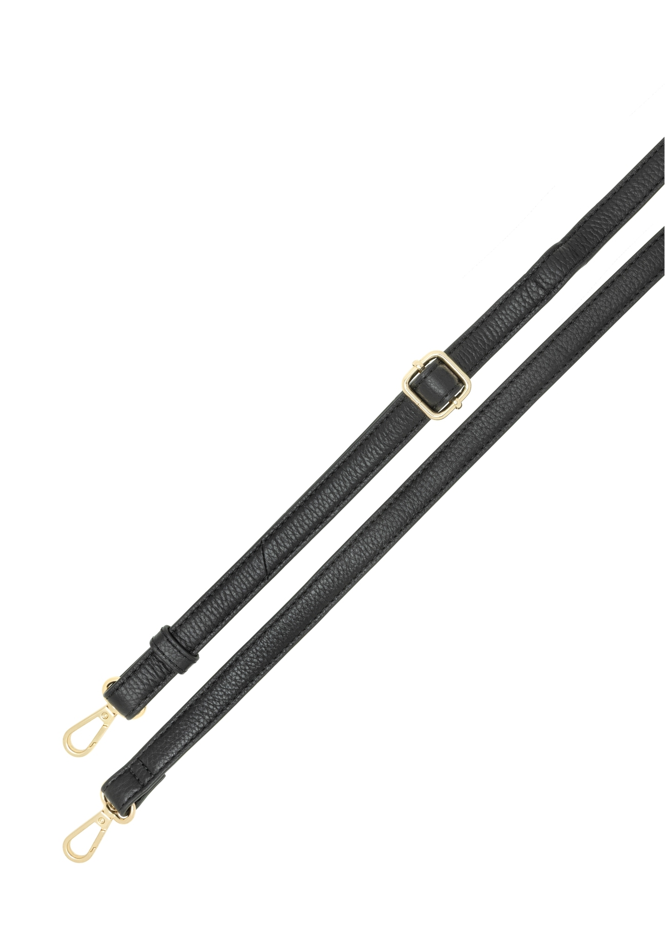 Black leather medium women's handbag TORES-1279-9I(W26), close-up of the product strap, view on a white background.