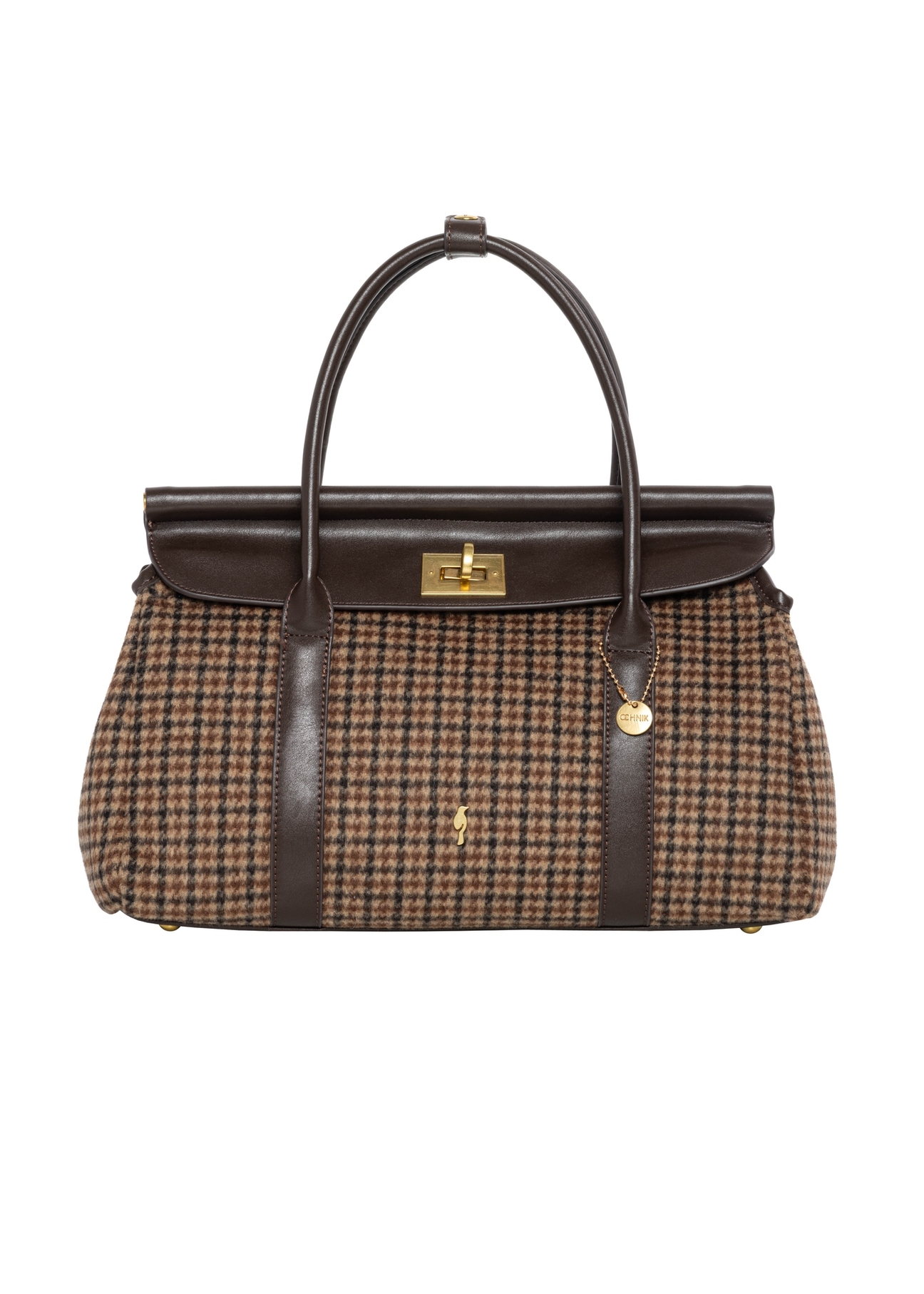 Checkered shopper bag TOREC-1327-1P(Z26), front product view on white background.