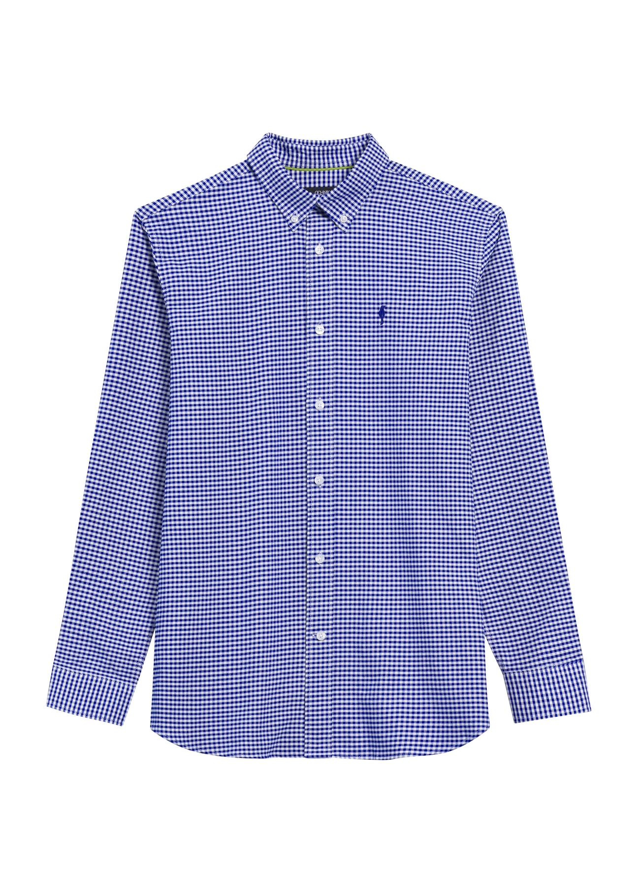 Men's navy blue checkered shirt KOSMT-0345-17(Z25), front product view on white background.
