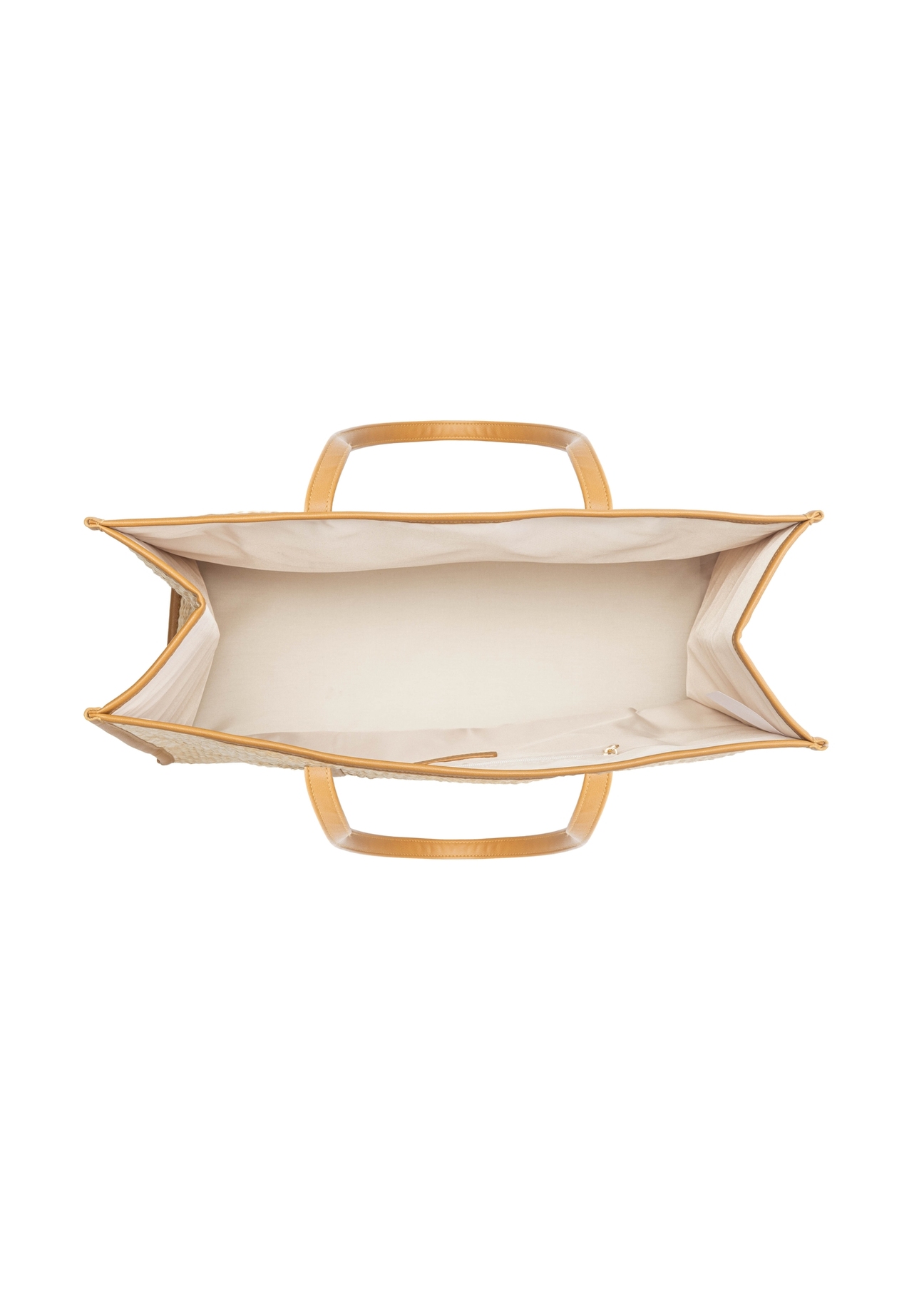 Large women's straw handbag TOREC-1224-1E(W26) - product view from above, on a white background.