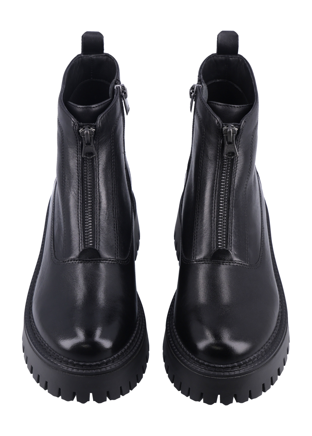 Black leather women's ankle boots BUTYD-1291-99(Z26), front product view on white background.