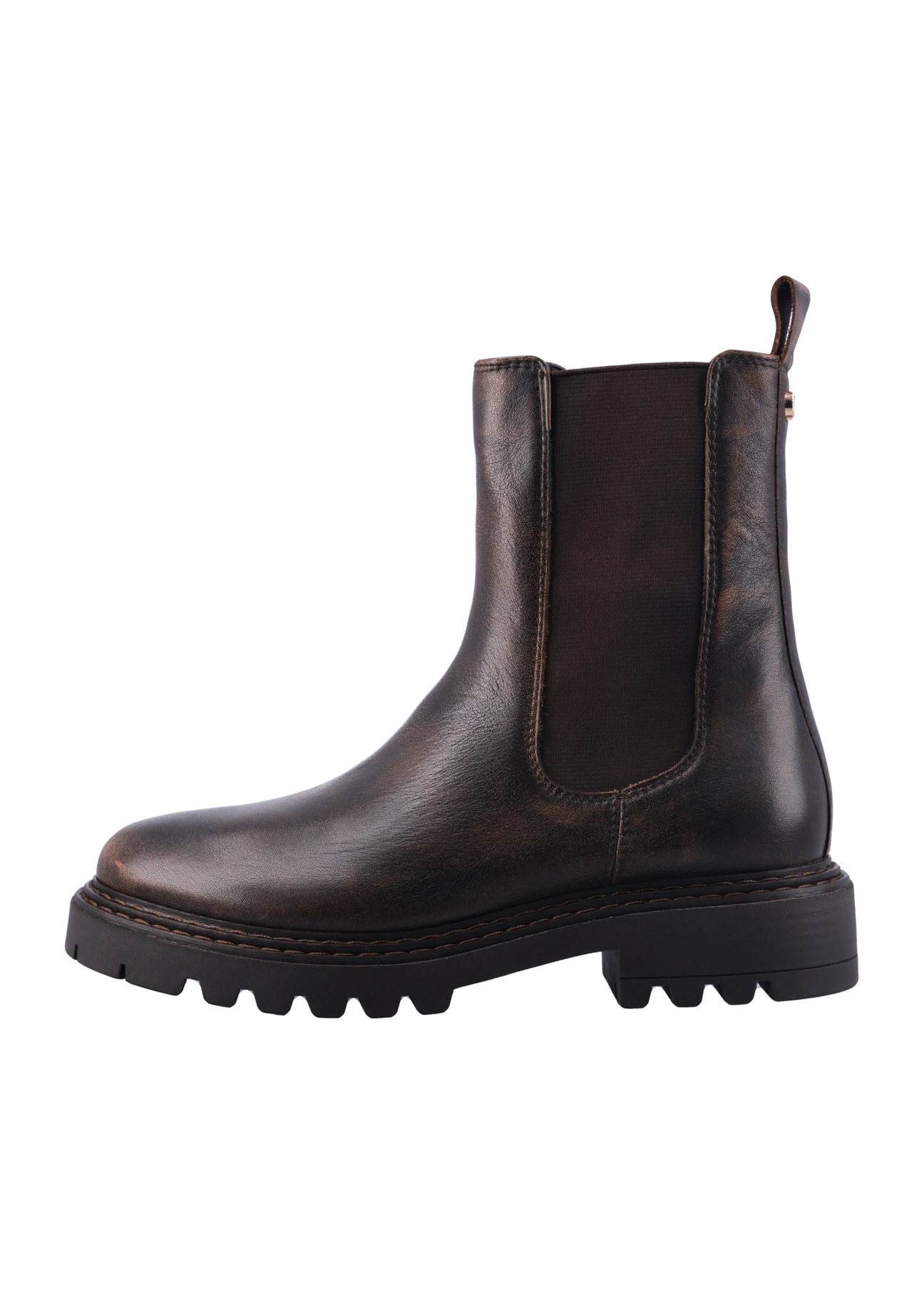 Women's brown leather Chelsea boots BUTYD-1287-1H(Z26), side view of the product on a white background.
