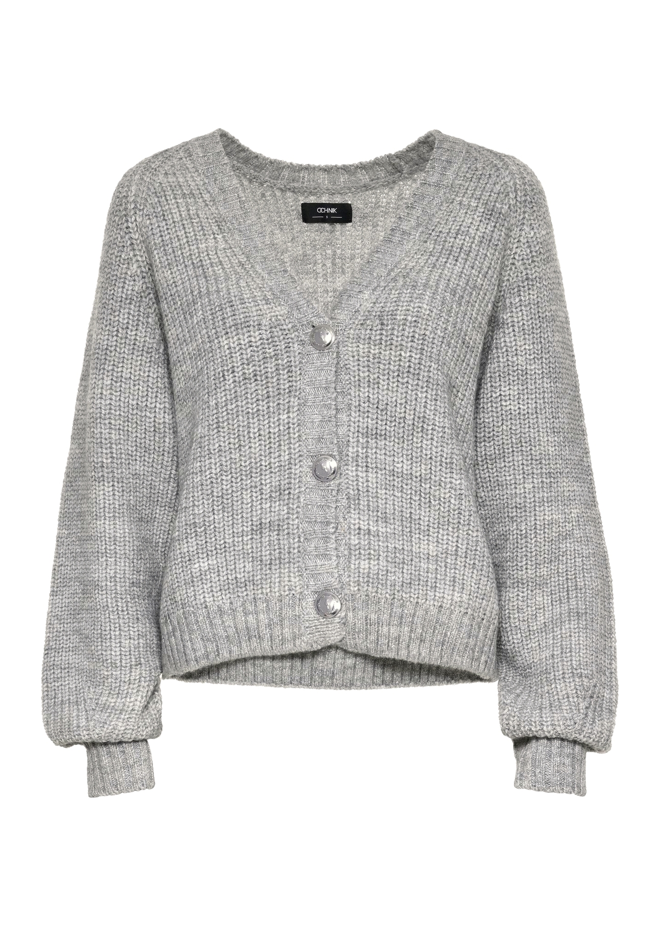 Gray women's oversized cardigan KARDT-0036-66(Z24)
