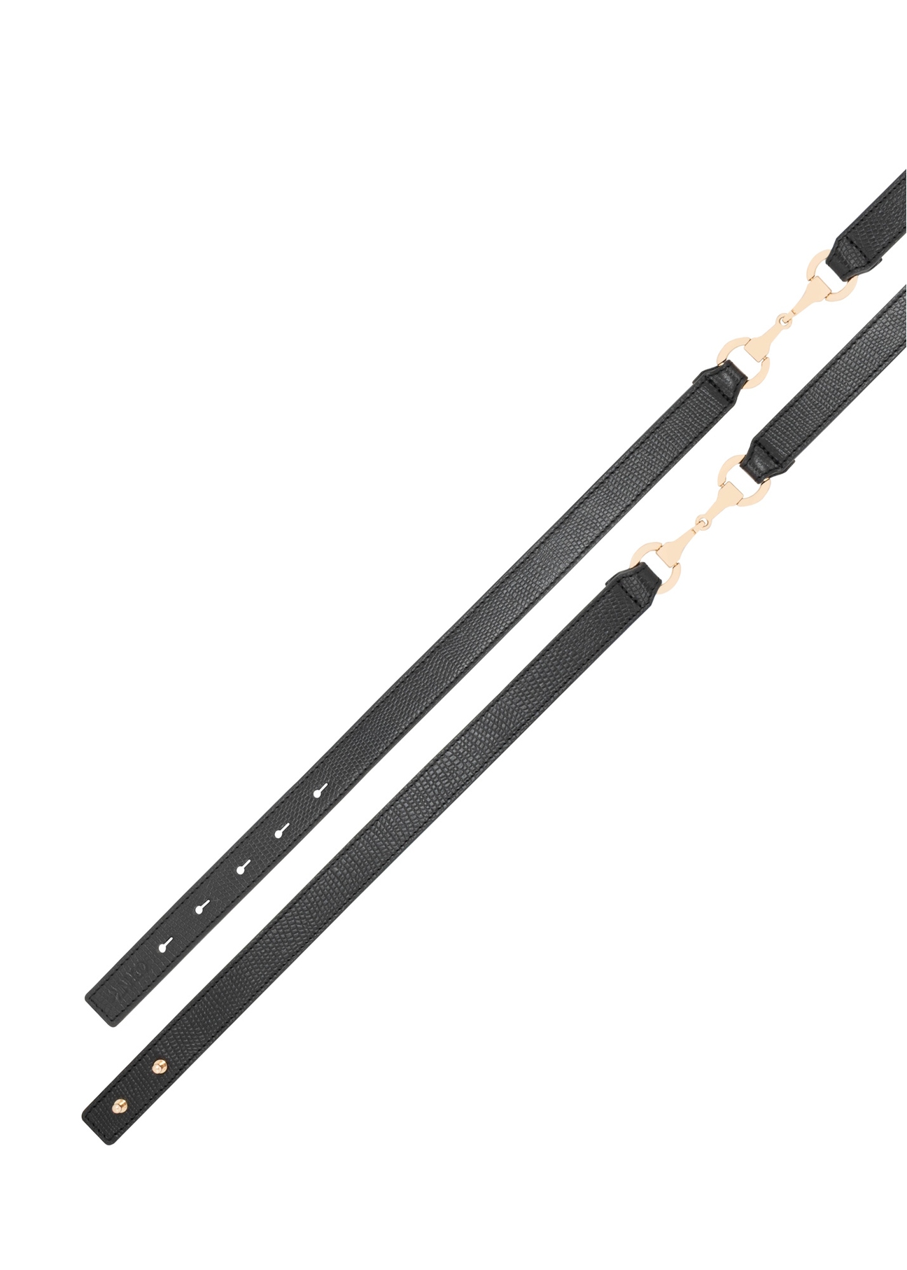 Black women's leather belt PASDS-0351-9H(Z26), top view of the product on a white background.