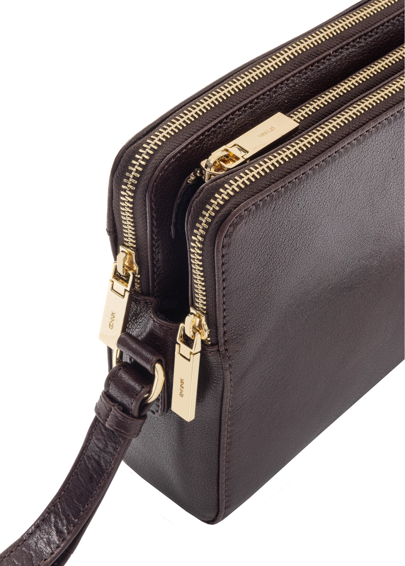 Brown leather women's handbag TORES-1141-89(Z25), close-up of the product detail, view on a white background.
