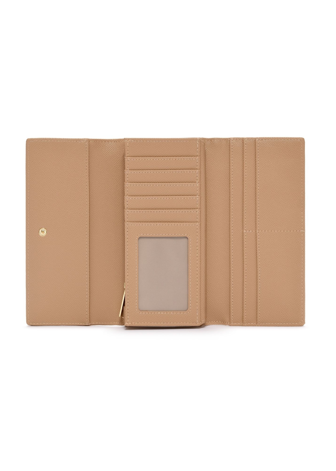 Large beige women's wallet POREC-0411-1B(W26), product view inside on white background.