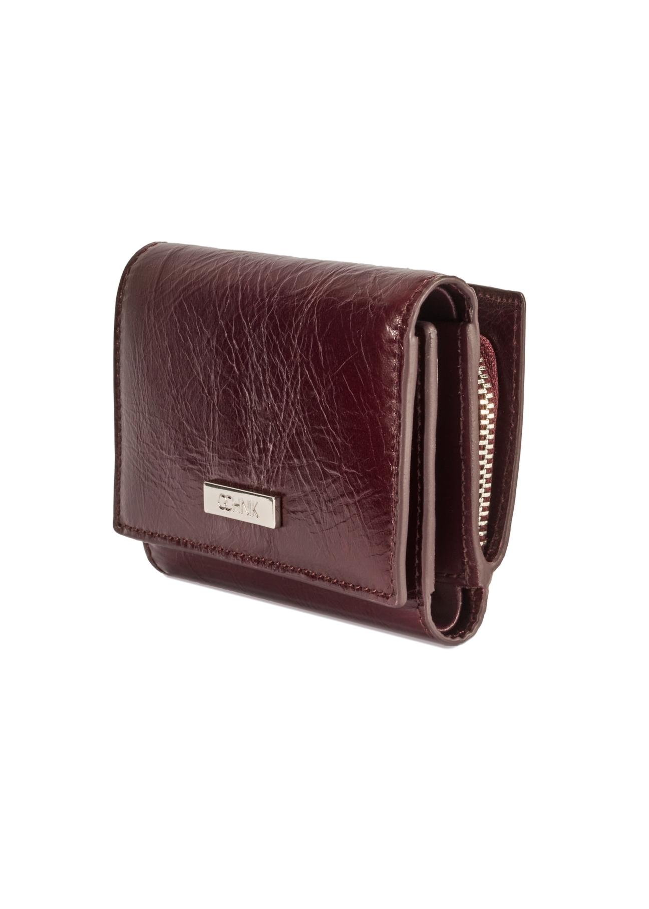 Small burgundy women's wallet PORES-0967-49(Z25), diagonal product view on a white background.