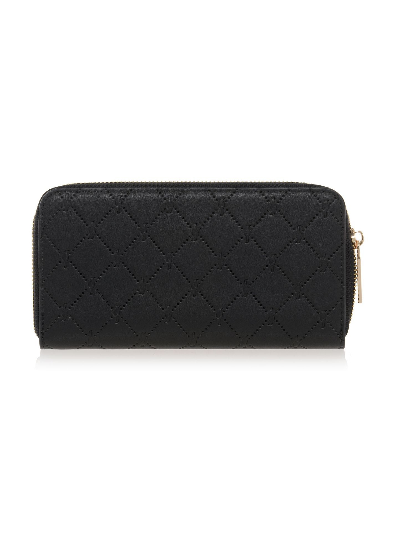 Large black women's wallet with embossing POREC-0350A-99(Z25) - back view of the product on a white background.