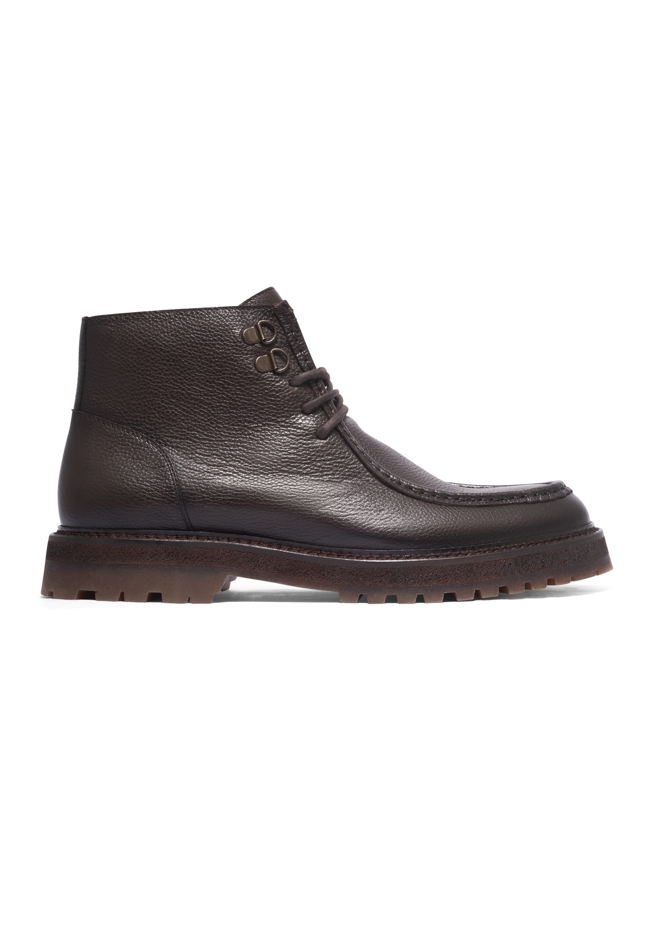 Men's dark brown leather ankle boots BUTYM-0572-1I(Z26), side view of the product on a white background.
