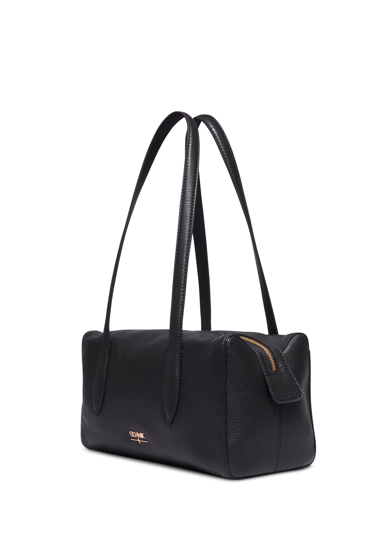 Women's leather handbag in black color TORES-1431-9I(Z26), diagonal product view on a white background.